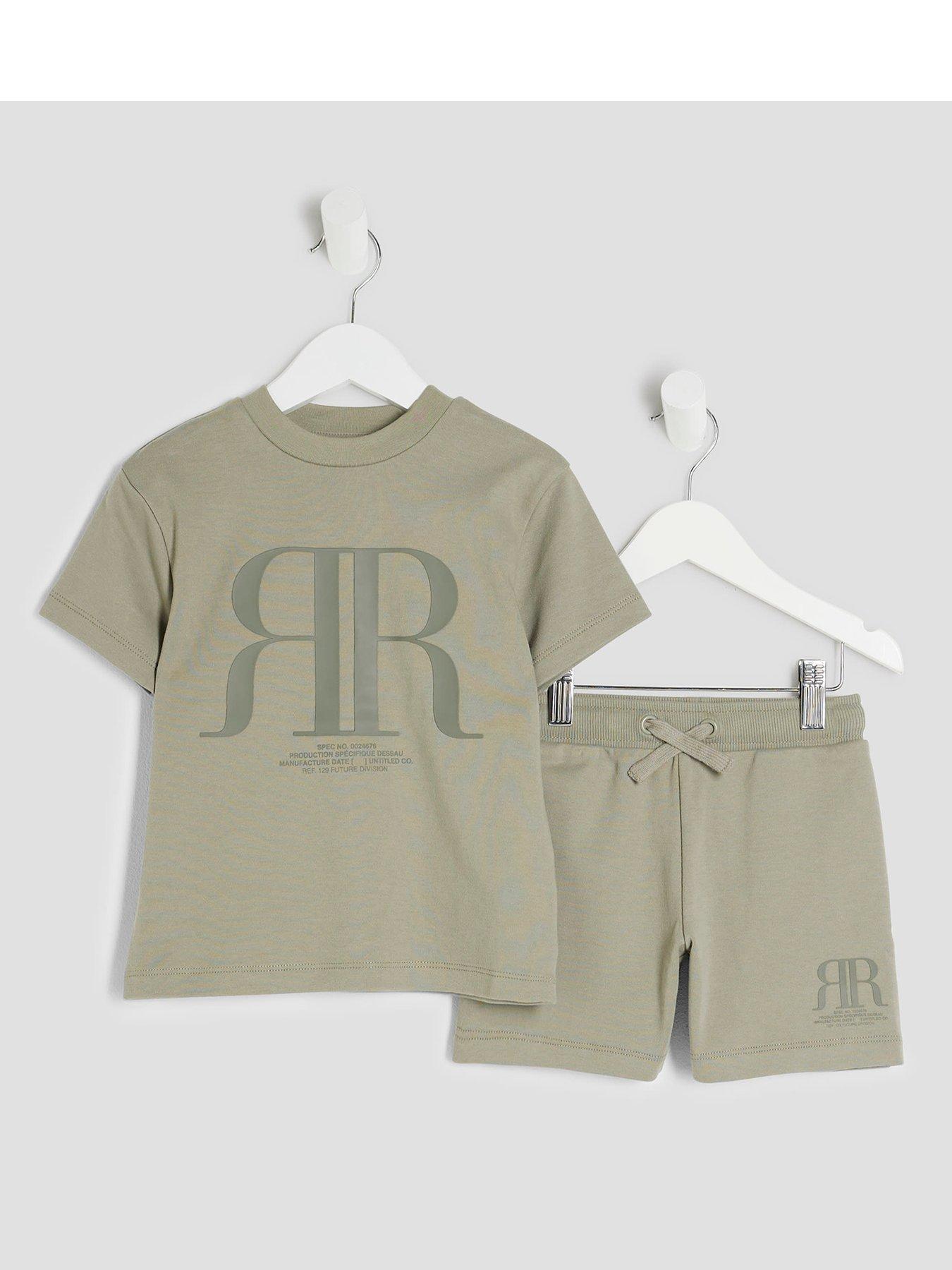 undefined Boys RR T-Shirt And Shorts Set - Khaki