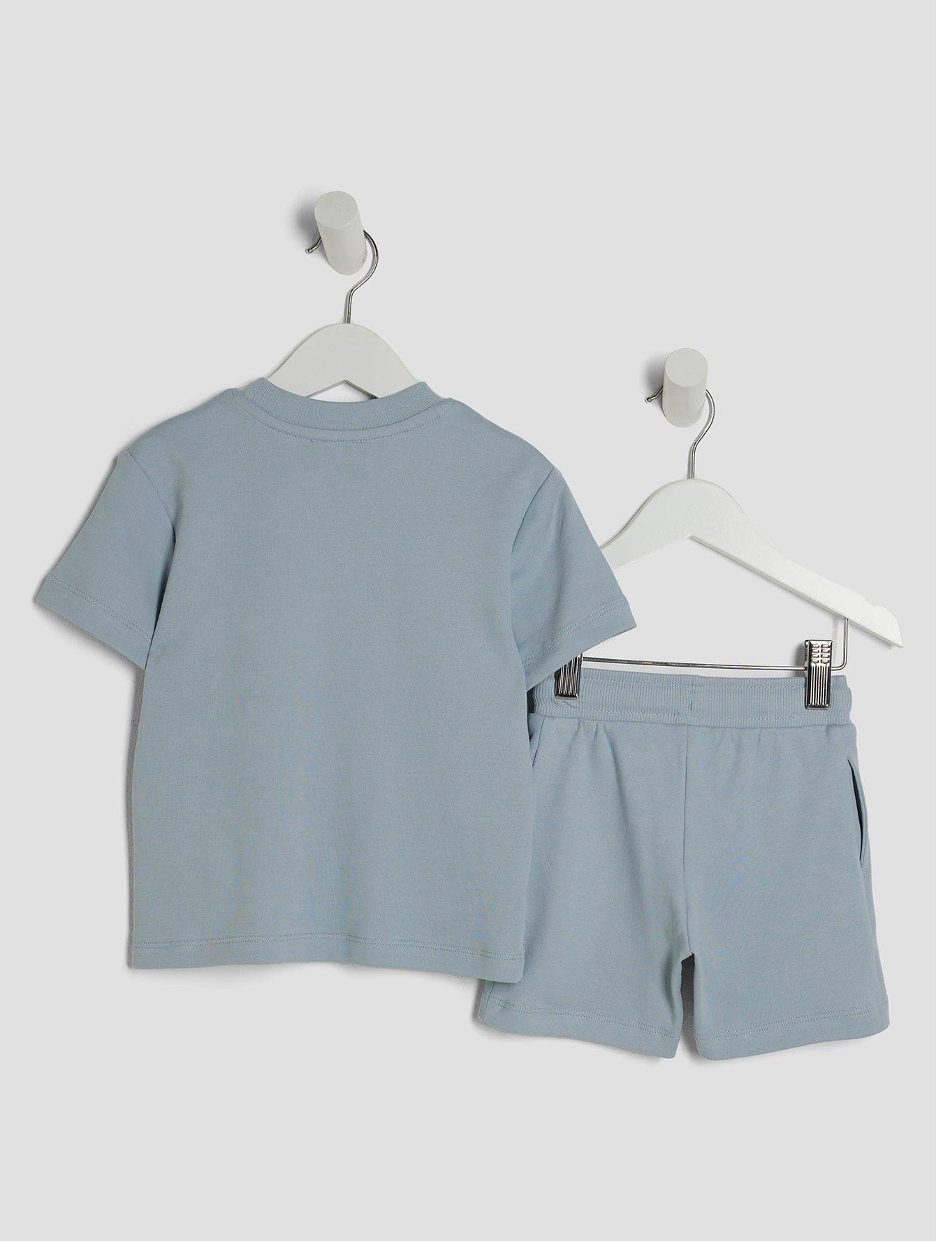 Image 3 of 5 of River Island Mini Boys RR T-Shirt And Short Sets - Blue
