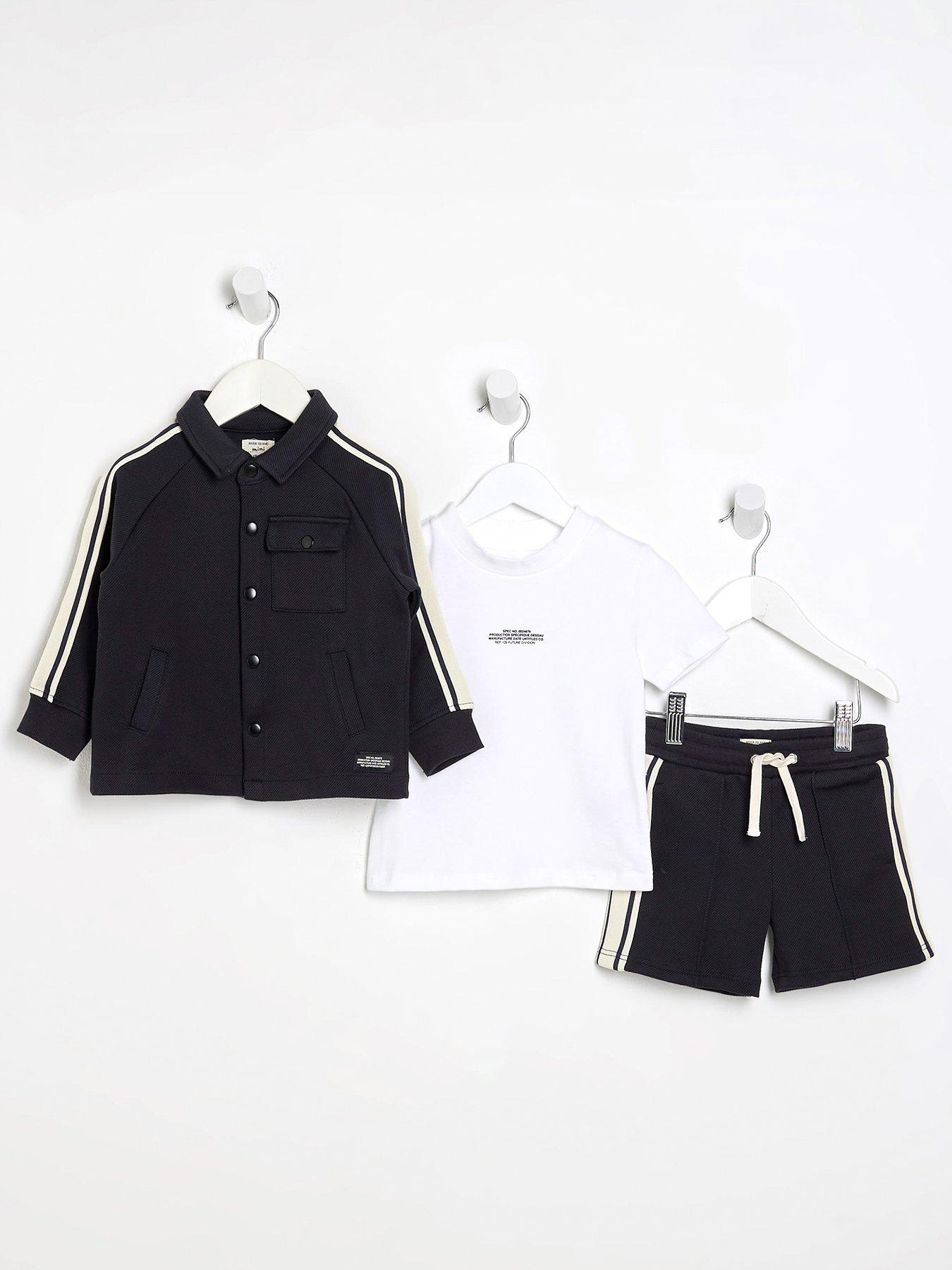 undefined Mini Boys Taped Shorts Set 3 Piece Set - Navy