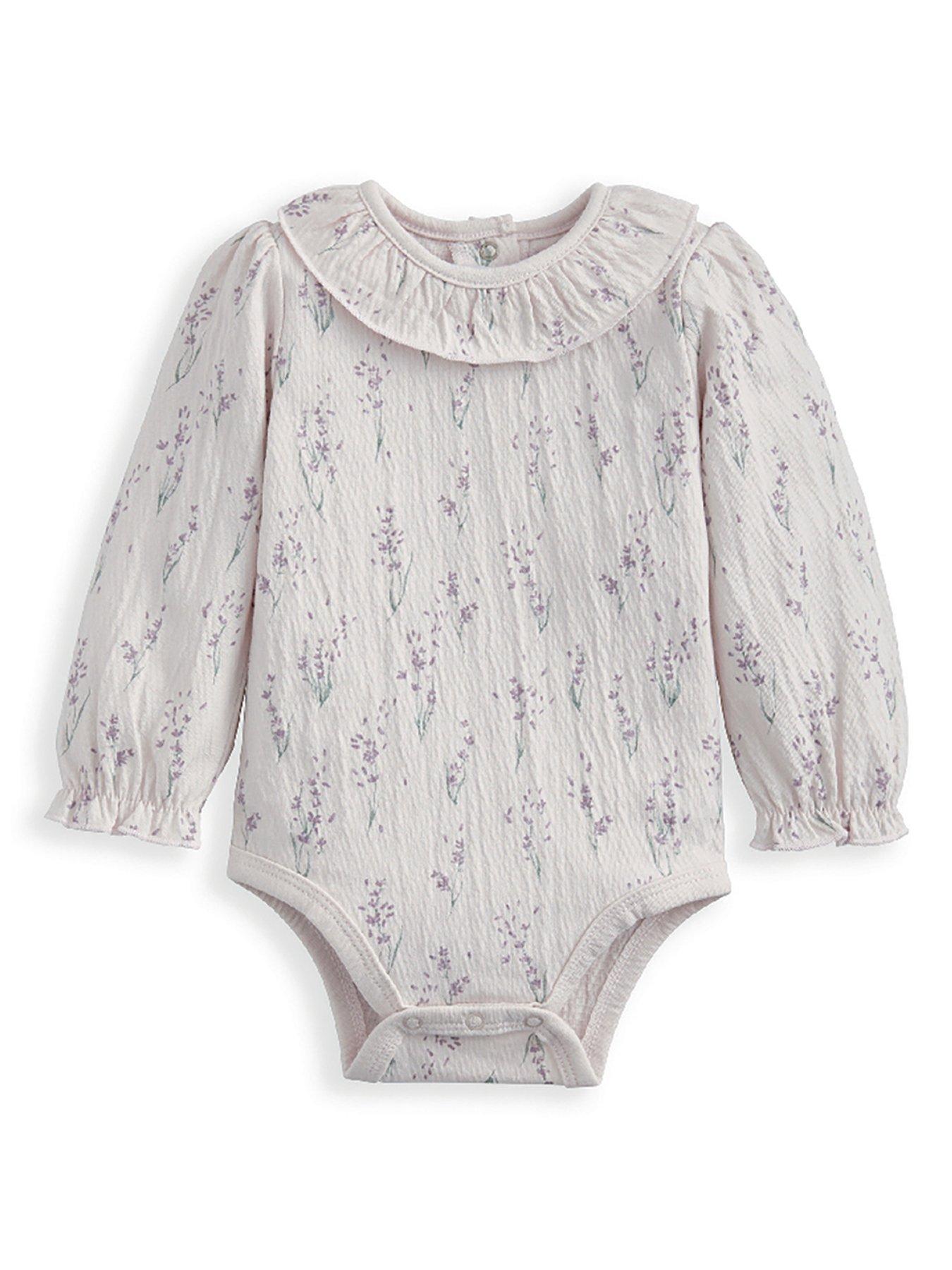 undefined Baby Girls Lavender Print Bodysuit - Cream