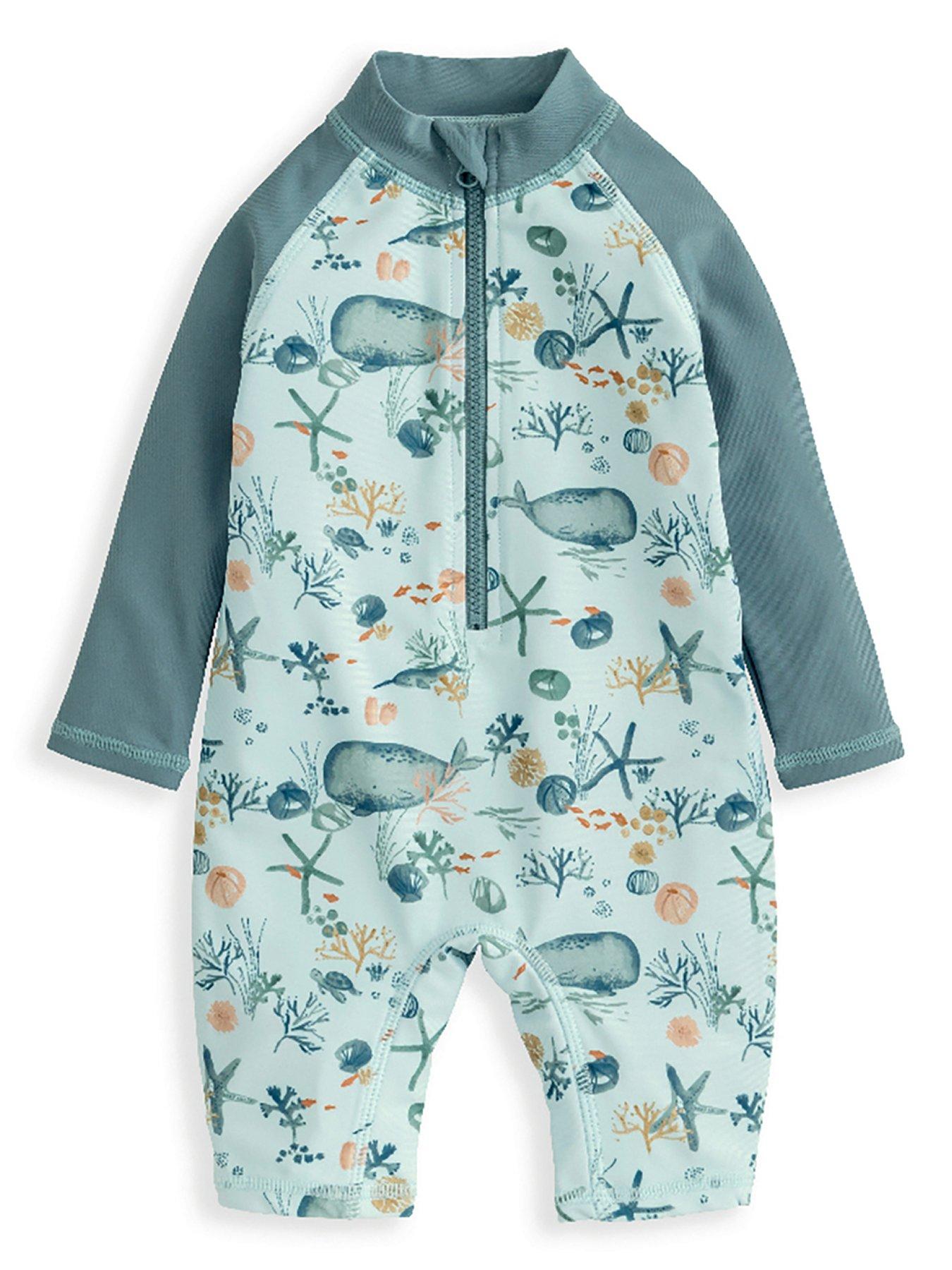 Image 1 of 2 of Mamas & Papas Baby Boys Long Sleeve Whale Print Rashsuit - Blue