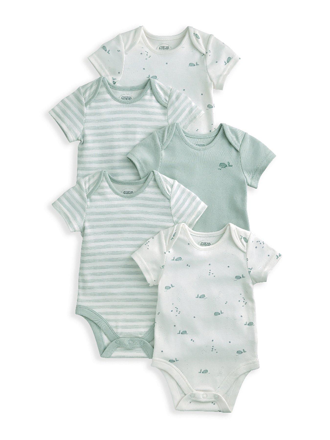 Mamas Papas Baby Boys Pack Whale Short Sleeve Bodysuits Blue
