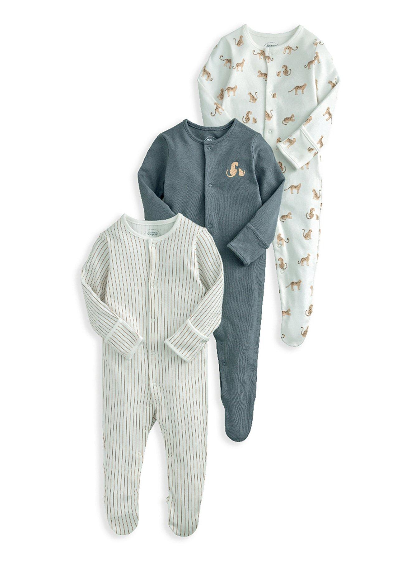 undefined Baby Boys 3 Pack Leopard Sleepsuits - Multi