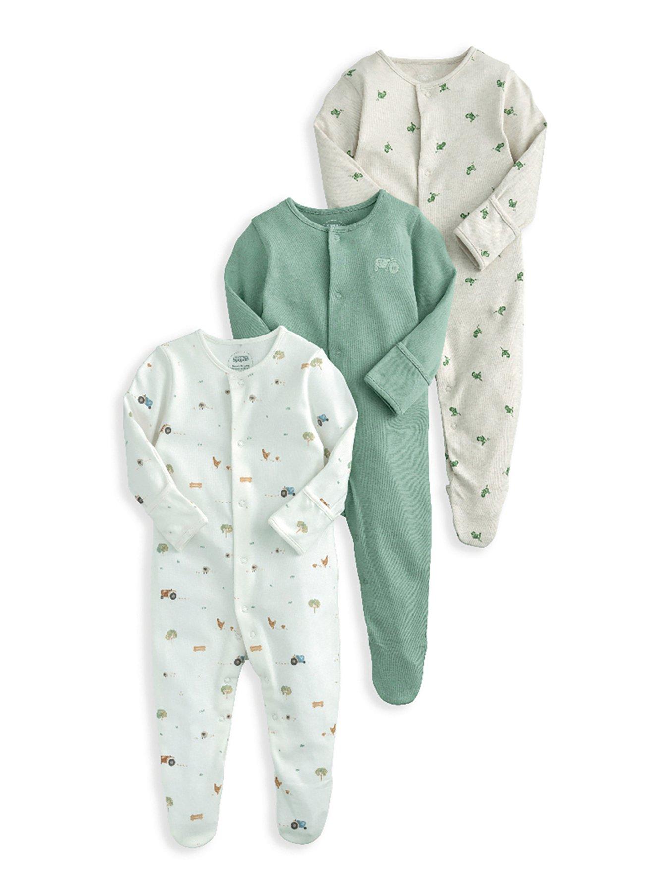 Image 1 of 2 of Mamas & Papas Baby Boys 3 Pack Farmyard Sleepsuits - Multi