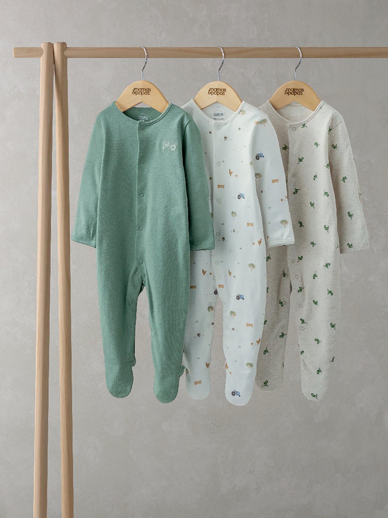 Image 2 of 2 of Mamas & Papas Baby Boys 3 Pack Farmyard Sleepsuits - Multi