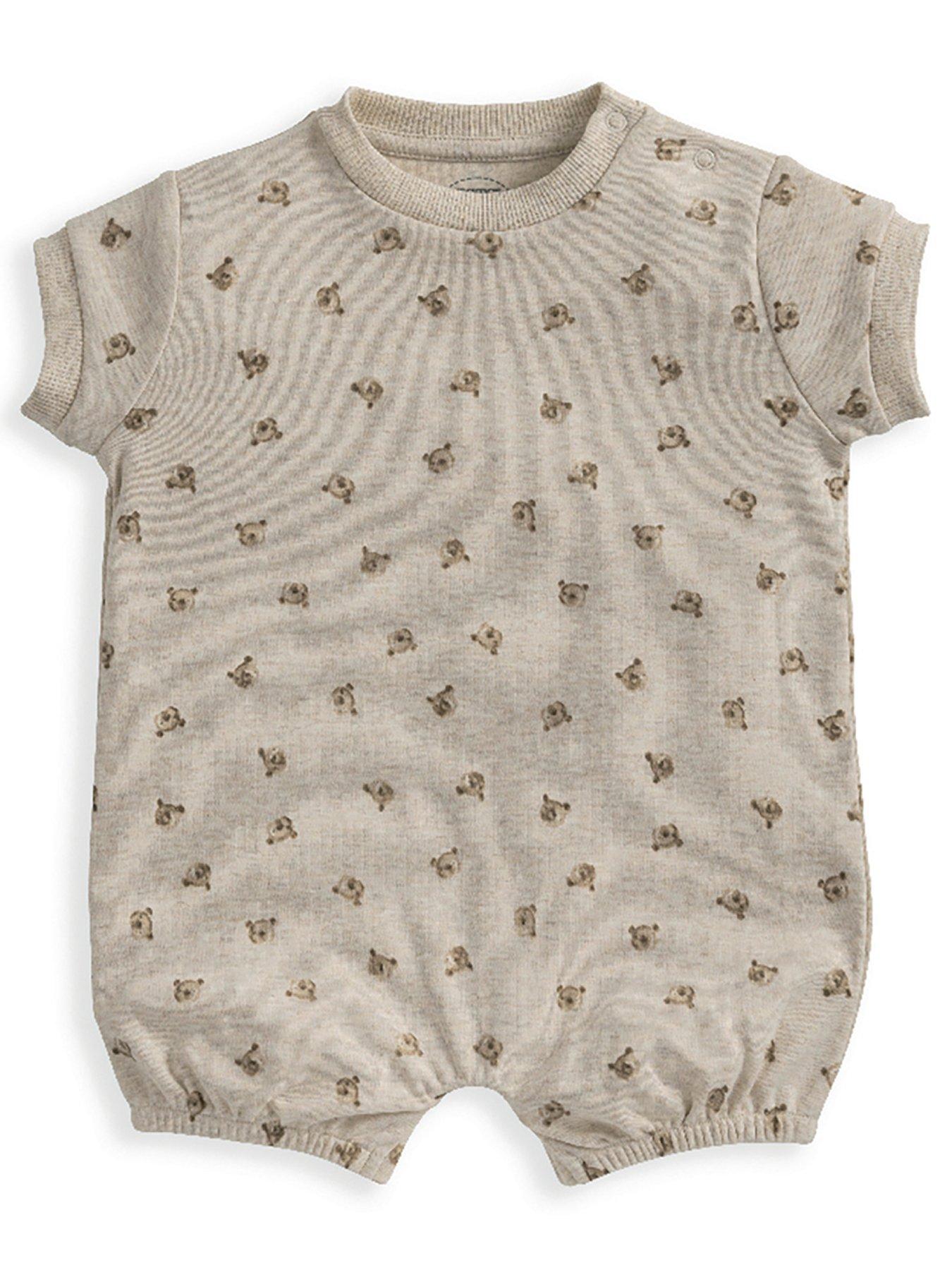 undefined Baby Unisex Bear Print Shortie Romper - Brown