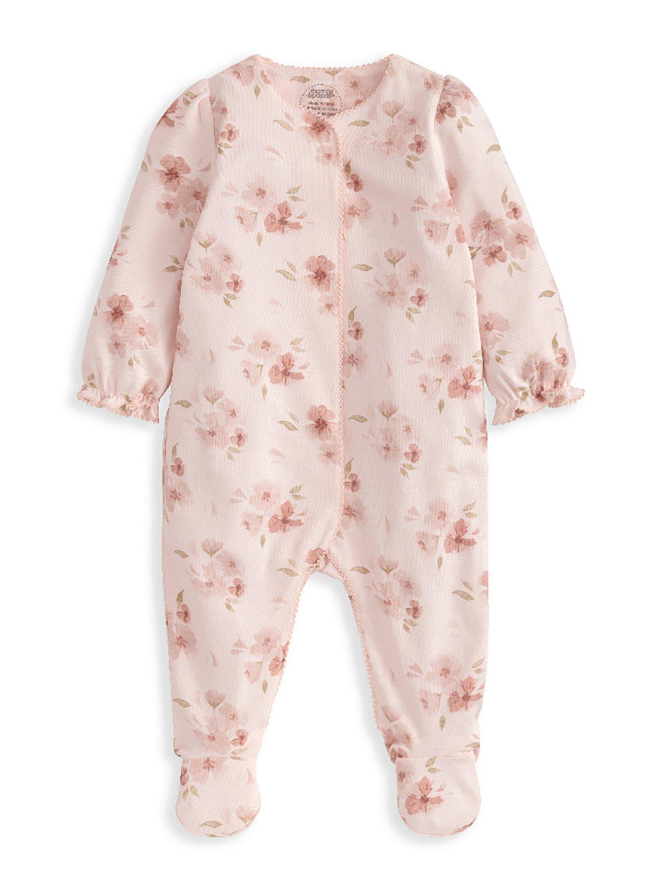 undefined Baby Girls Floral Print Sleepsuit - Pink