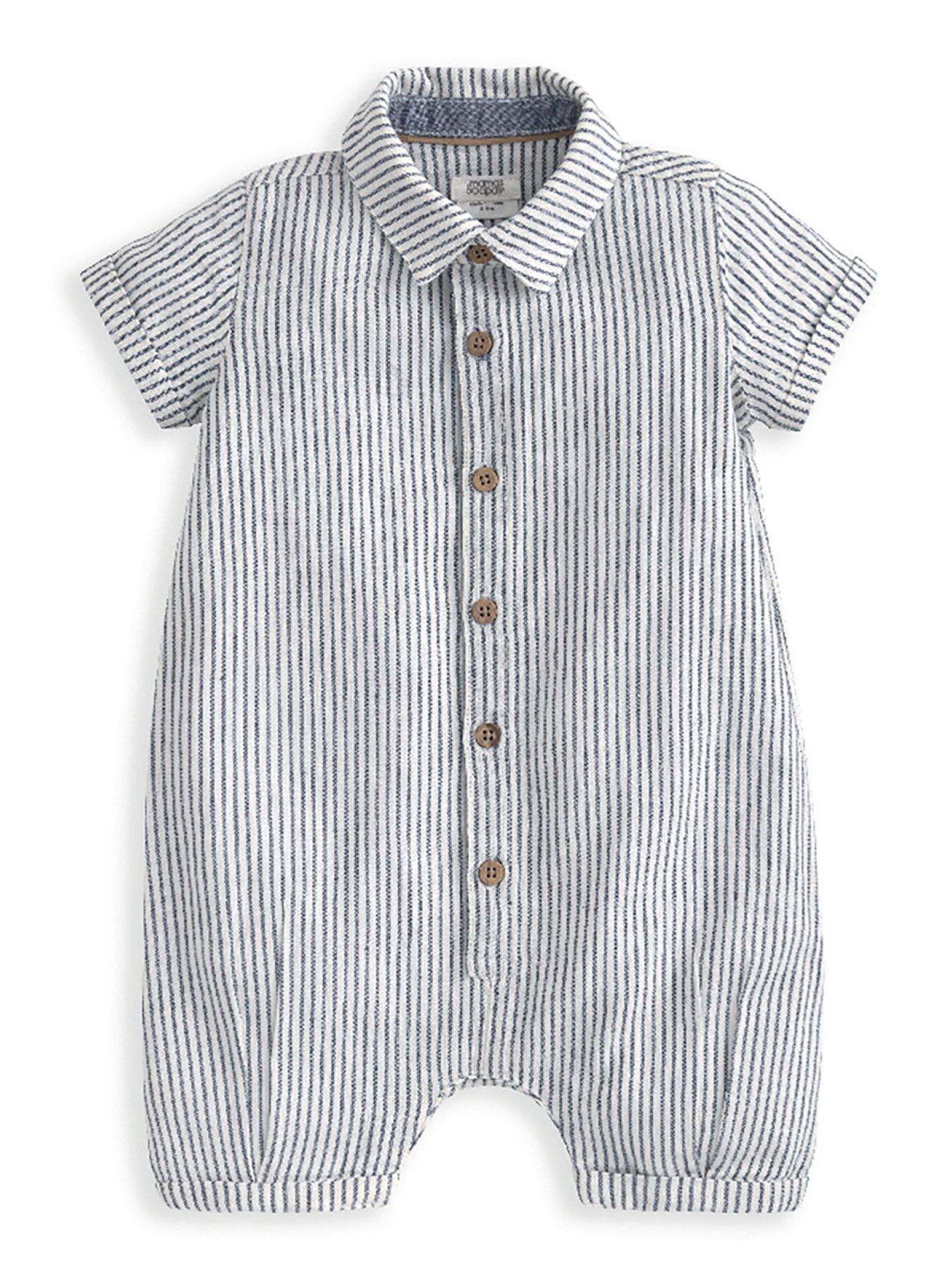 undefined Baby Boys Pinstripe Romper - Blue