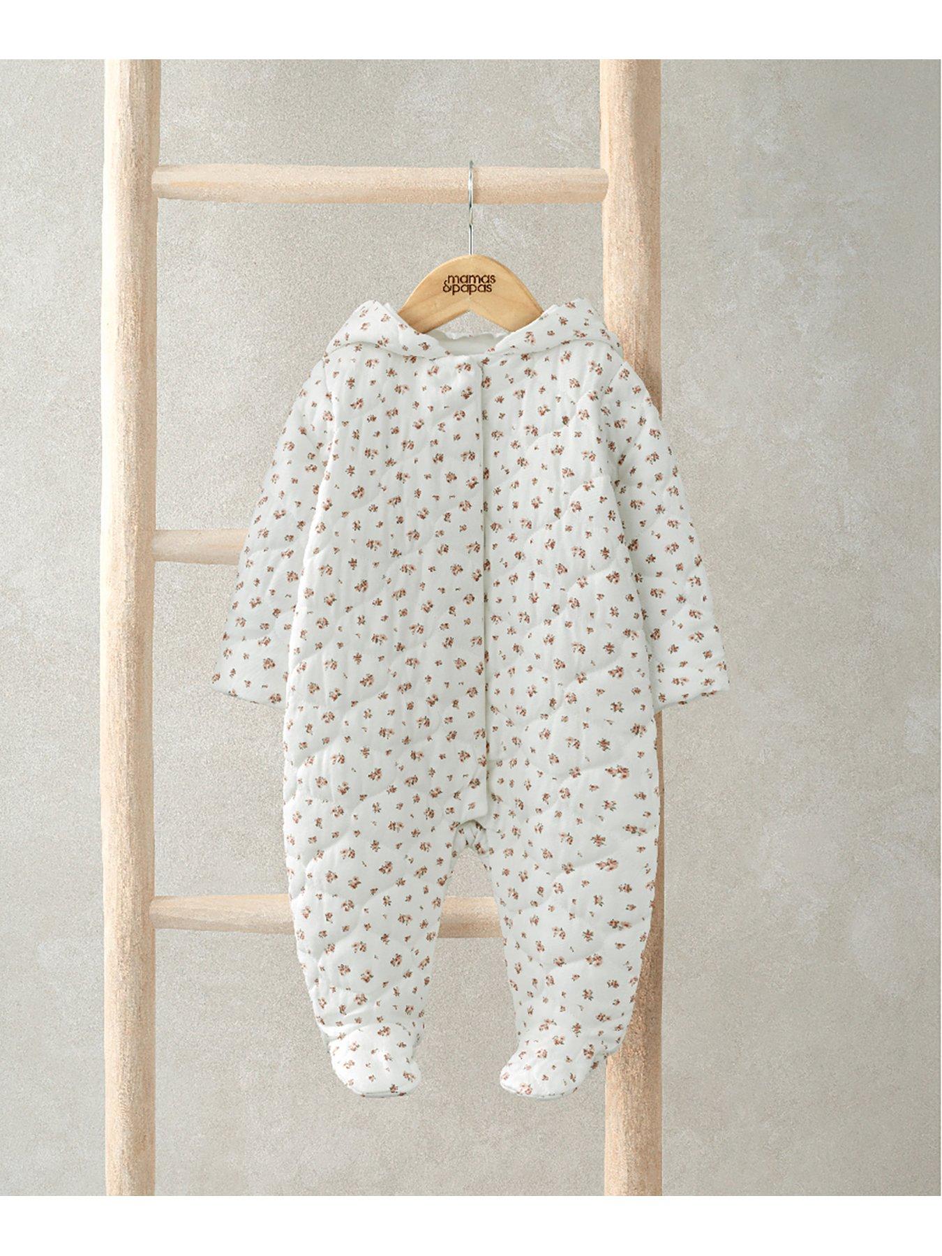 Image 2 of 2 of Mamas & Papas Baby Girls Floral Print Quilted Pramsuit - Pink