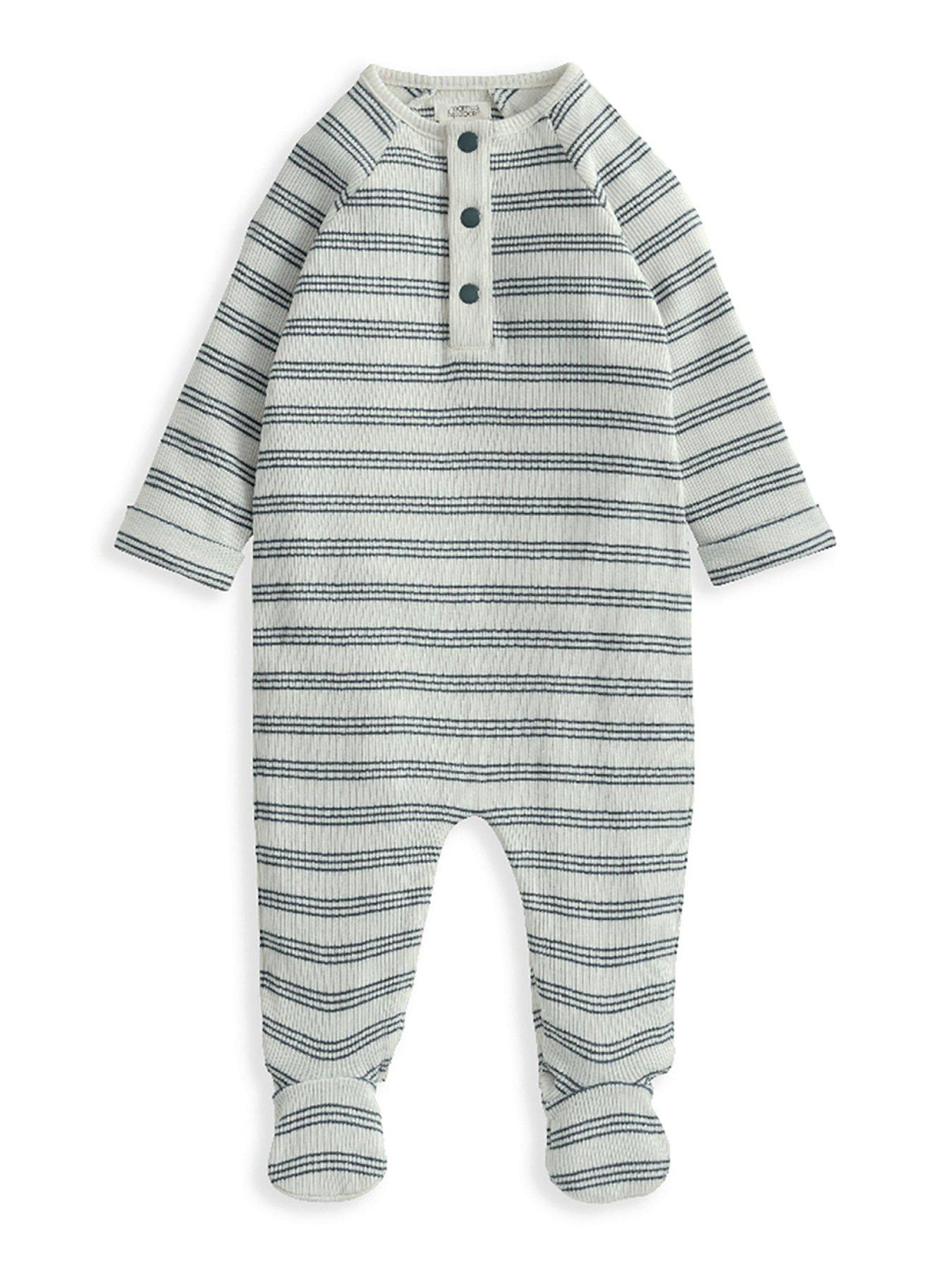 undefined Baby Boys Ribbed Stripe Sleepsuit - Blue