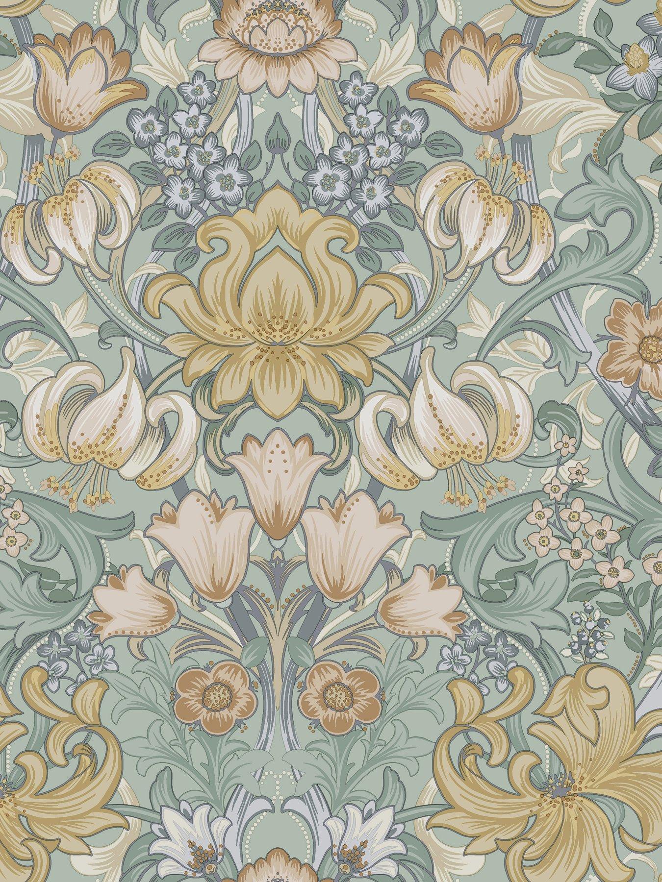 Image 2 of 6 of Holden Decor Ornamental Floral Wallpaper - Aqua