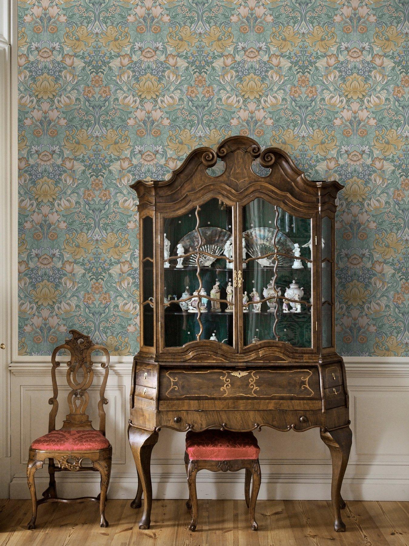 Image 3 of 6 of Holden Decor Ornamental Floral Wallpaper - Aqua