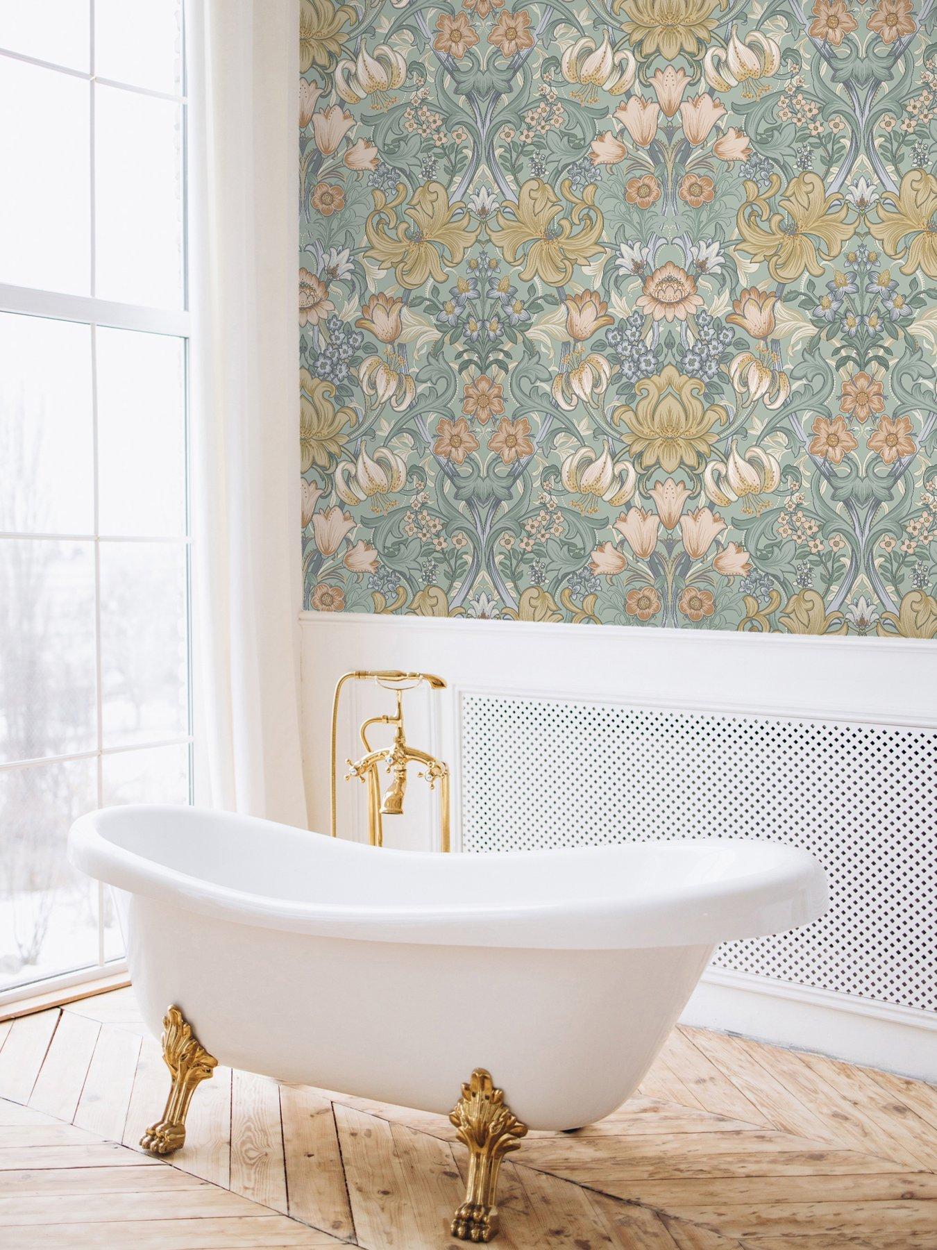 Image 4 of 6 of Holden Decor Ornamental Floral Wallpaper - Aqua