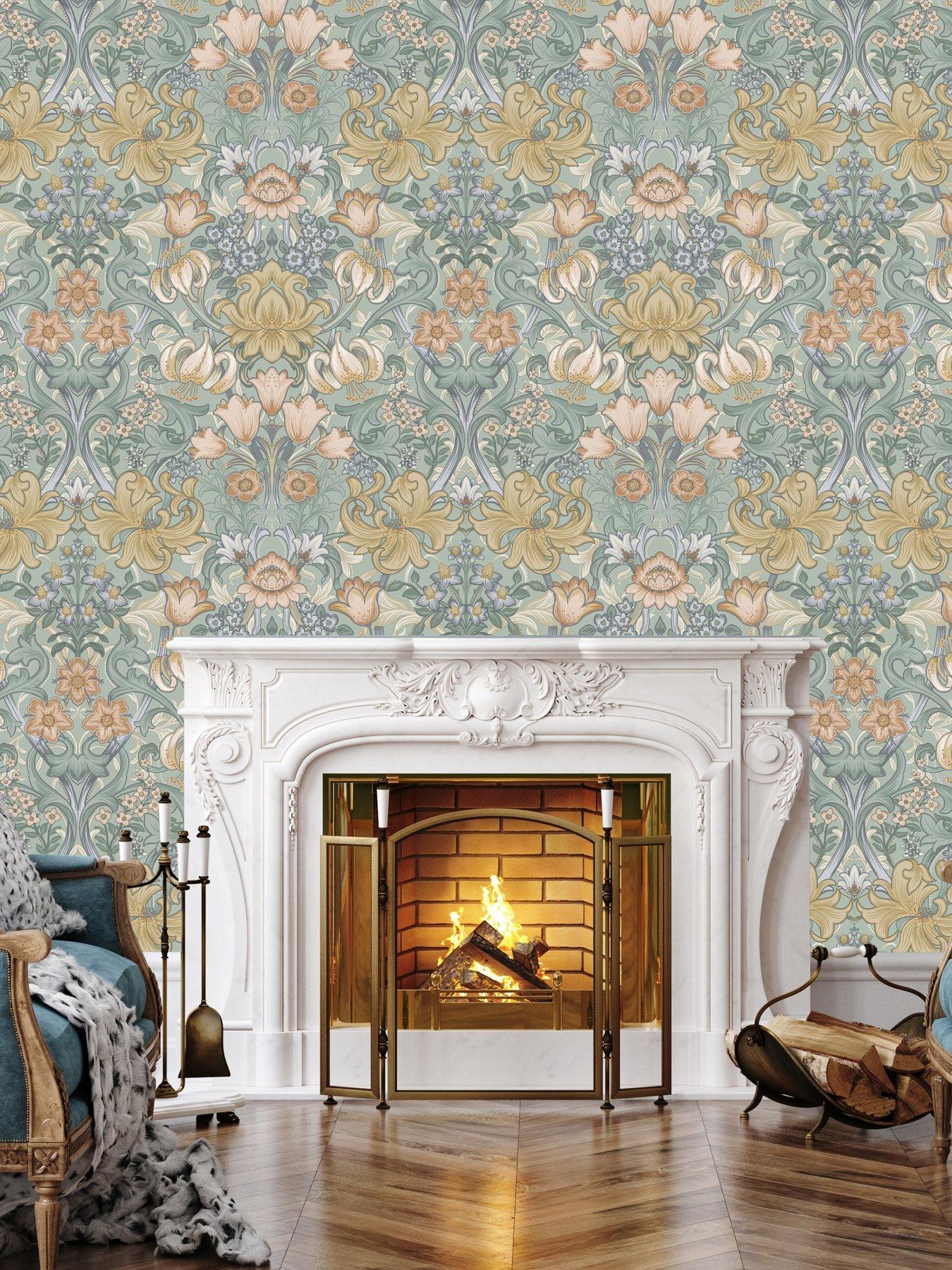 Image 5 of 6 of Holden Decor Ornamental Floral Wallpaper - Aqua