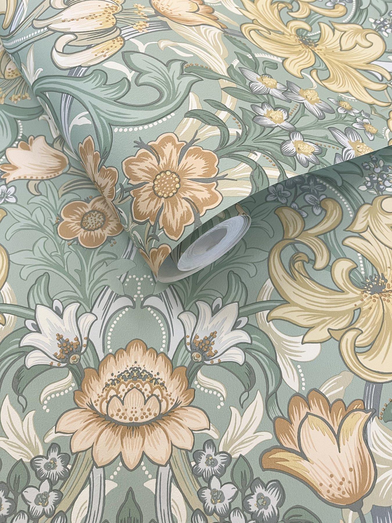 Image 6 of 6 of Holden Decor Ornamental Floral Wallpaper - Aqua