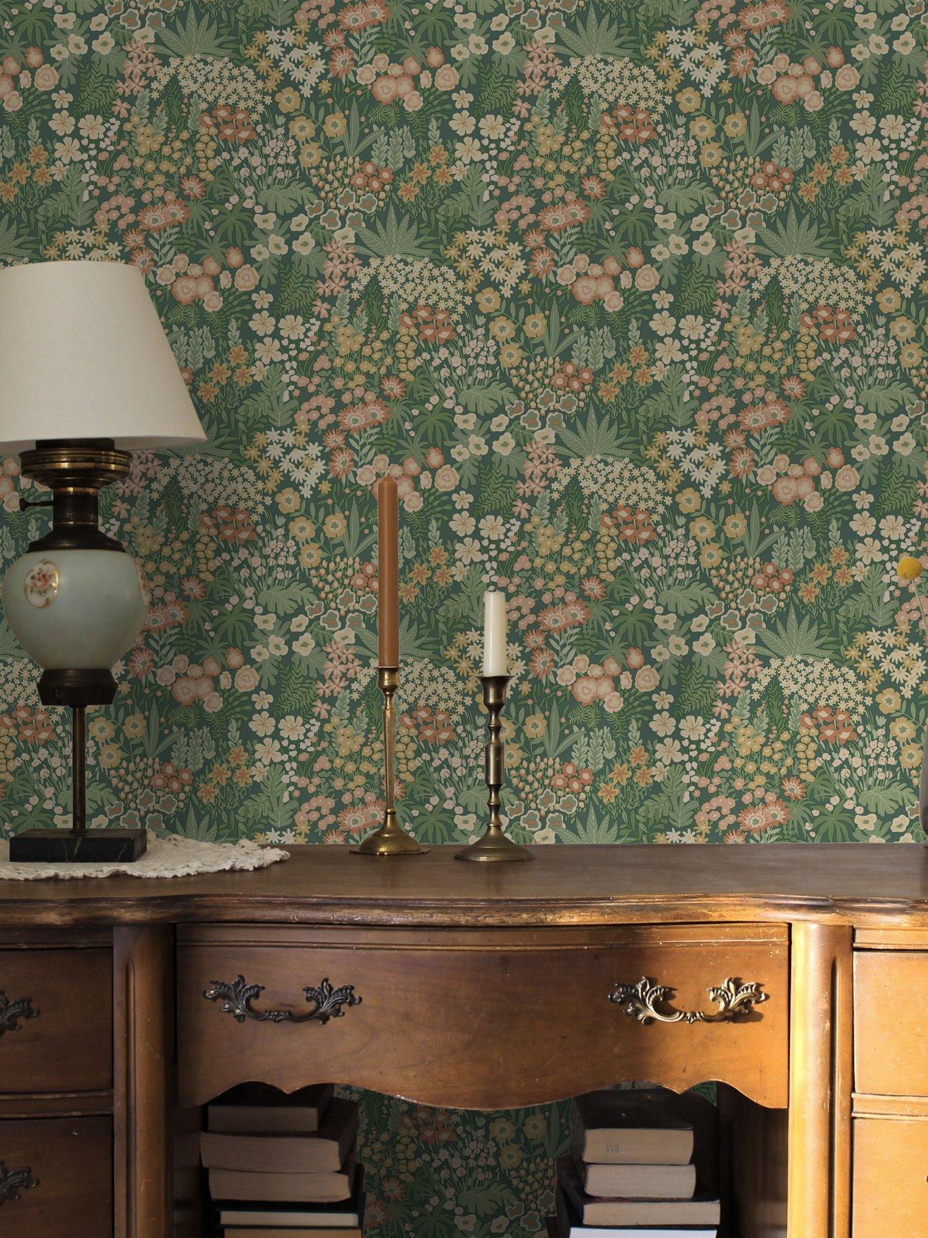 undefined Everbloom Wallpaper - Emerald Green