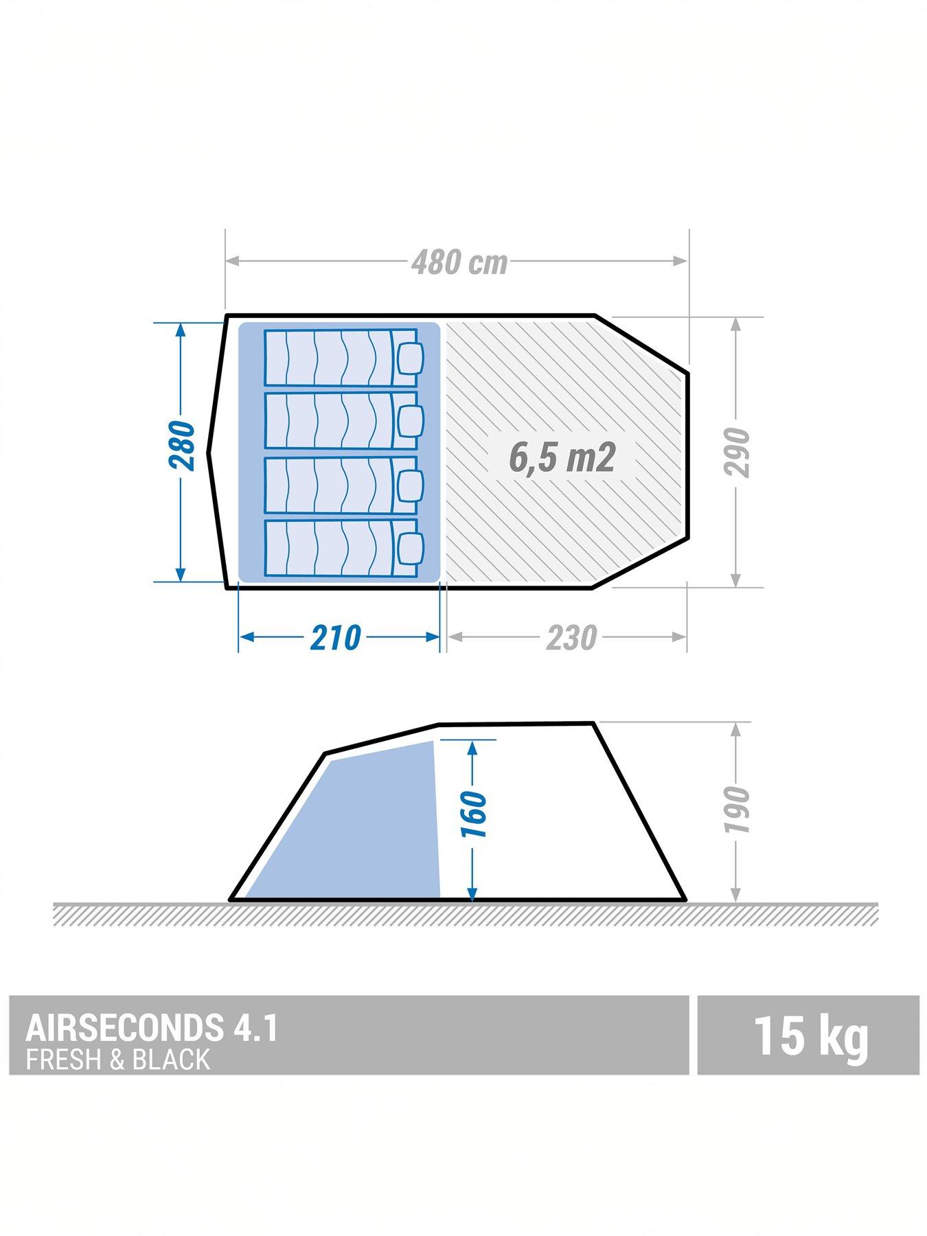 Image 7 of 7 of Decathlon Inflatable Camping Tent Air Seconds 4.1 Fresh&amp;Black 4 Person 1 Bedroom