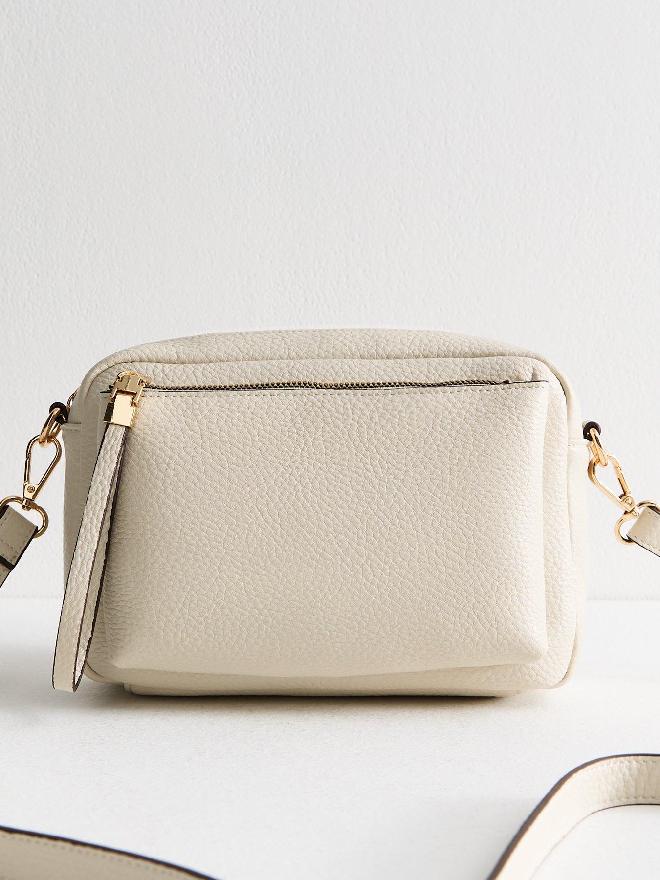 undefined Cream Grained Leather Crossbody Bag