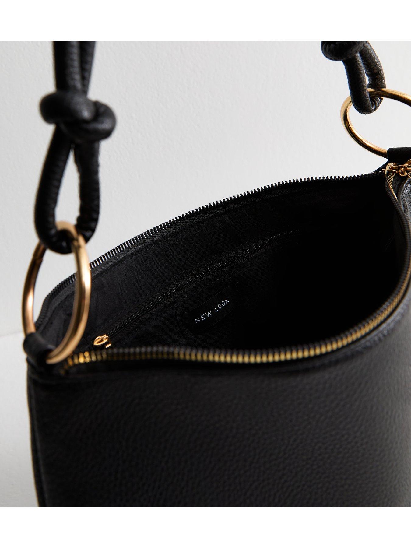 Image 5 of 5 of New Look Grained Faux Leather Slouch Shoulder Bag - Black