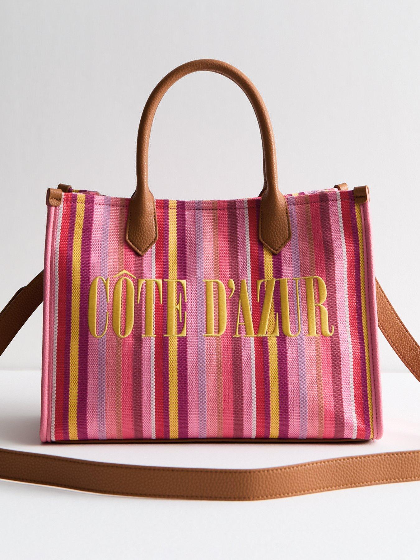 undefined Pink Cote D-azur Striped Canvas Tote Bag