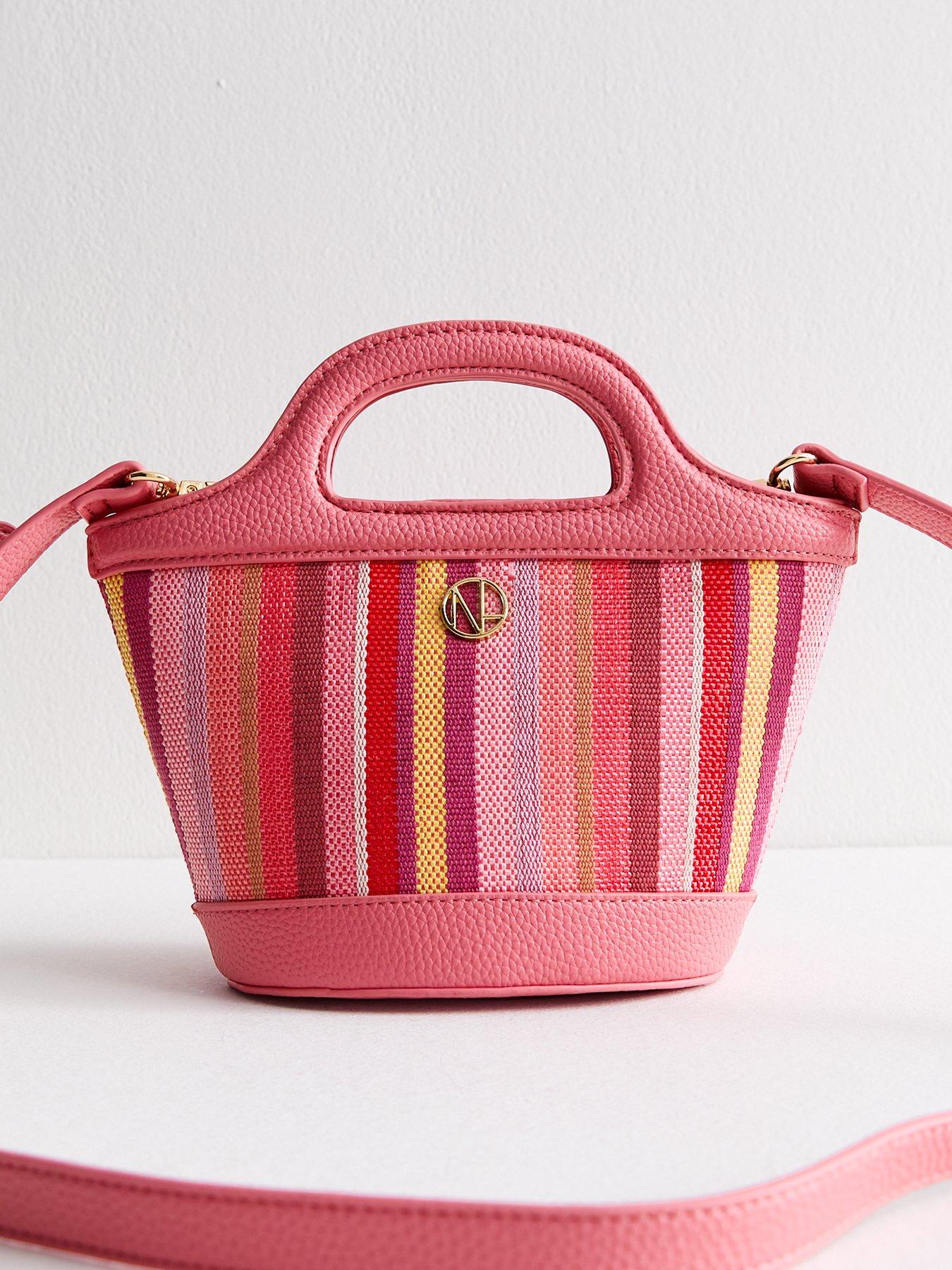undefined Pink Striped Canvas Mini Grab Bag