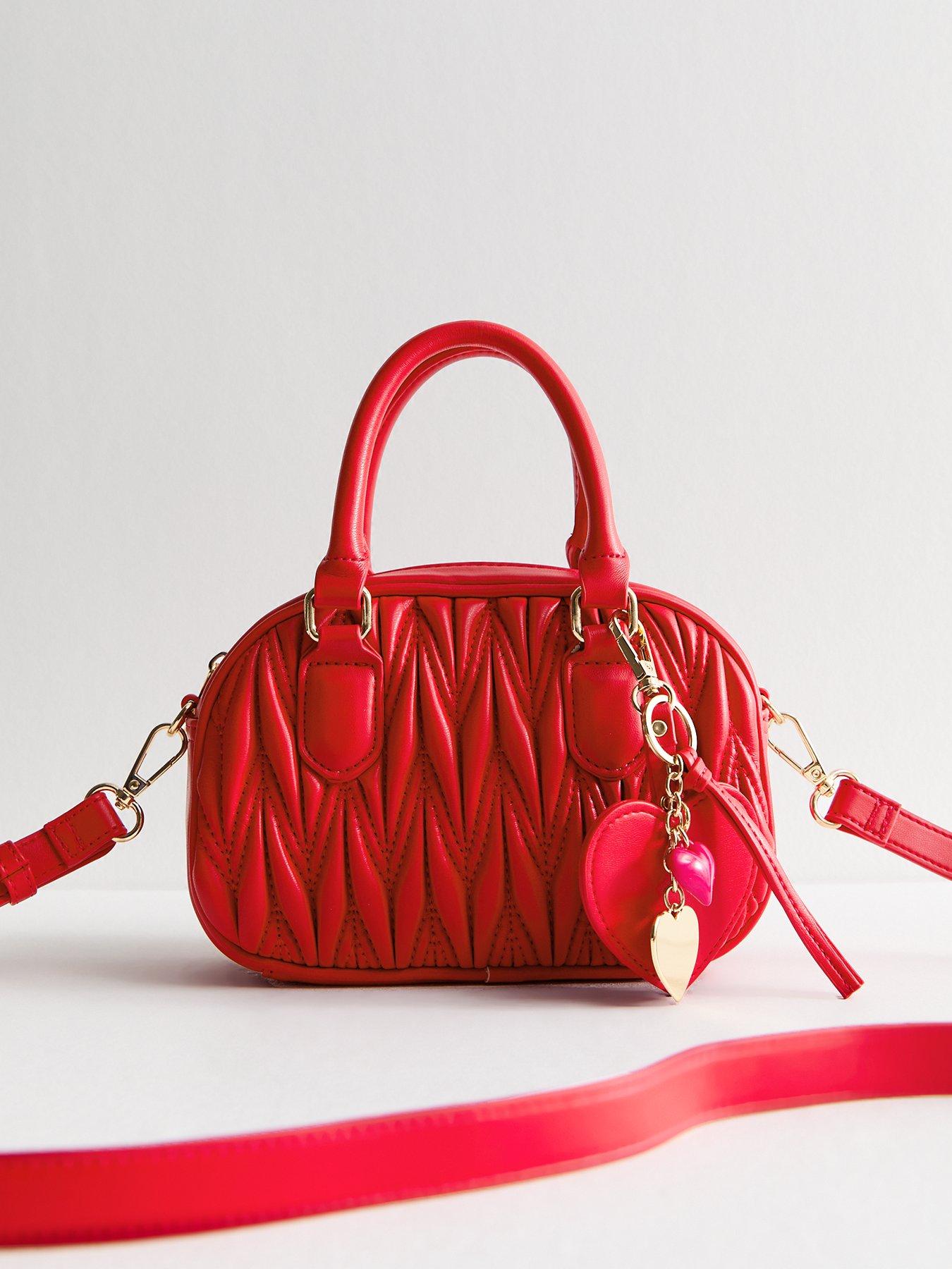 undefined Quilted Faux Leather Mini Crossbody Bag - Bright Red