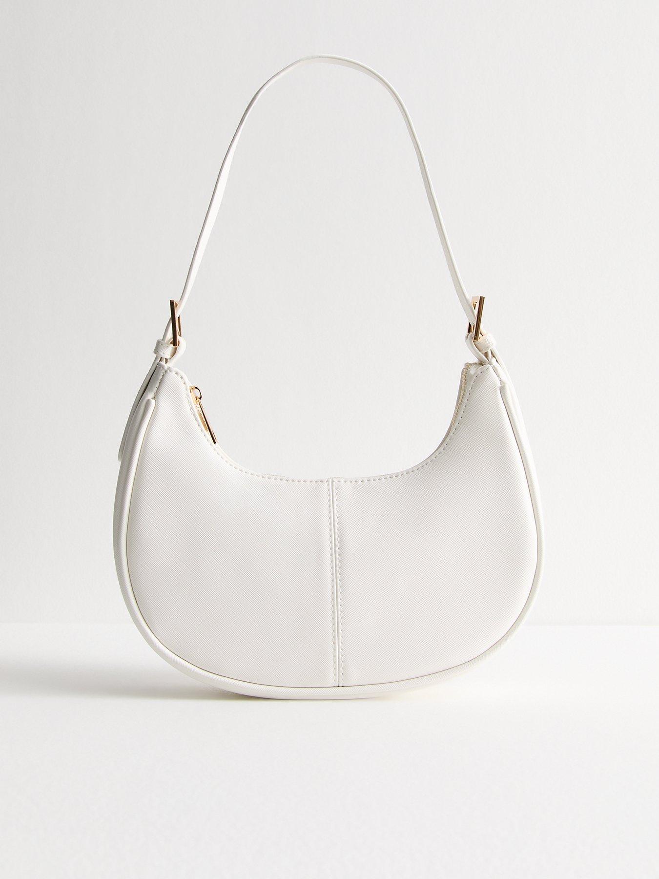 undefined White Faux Leather Shoulder Bag