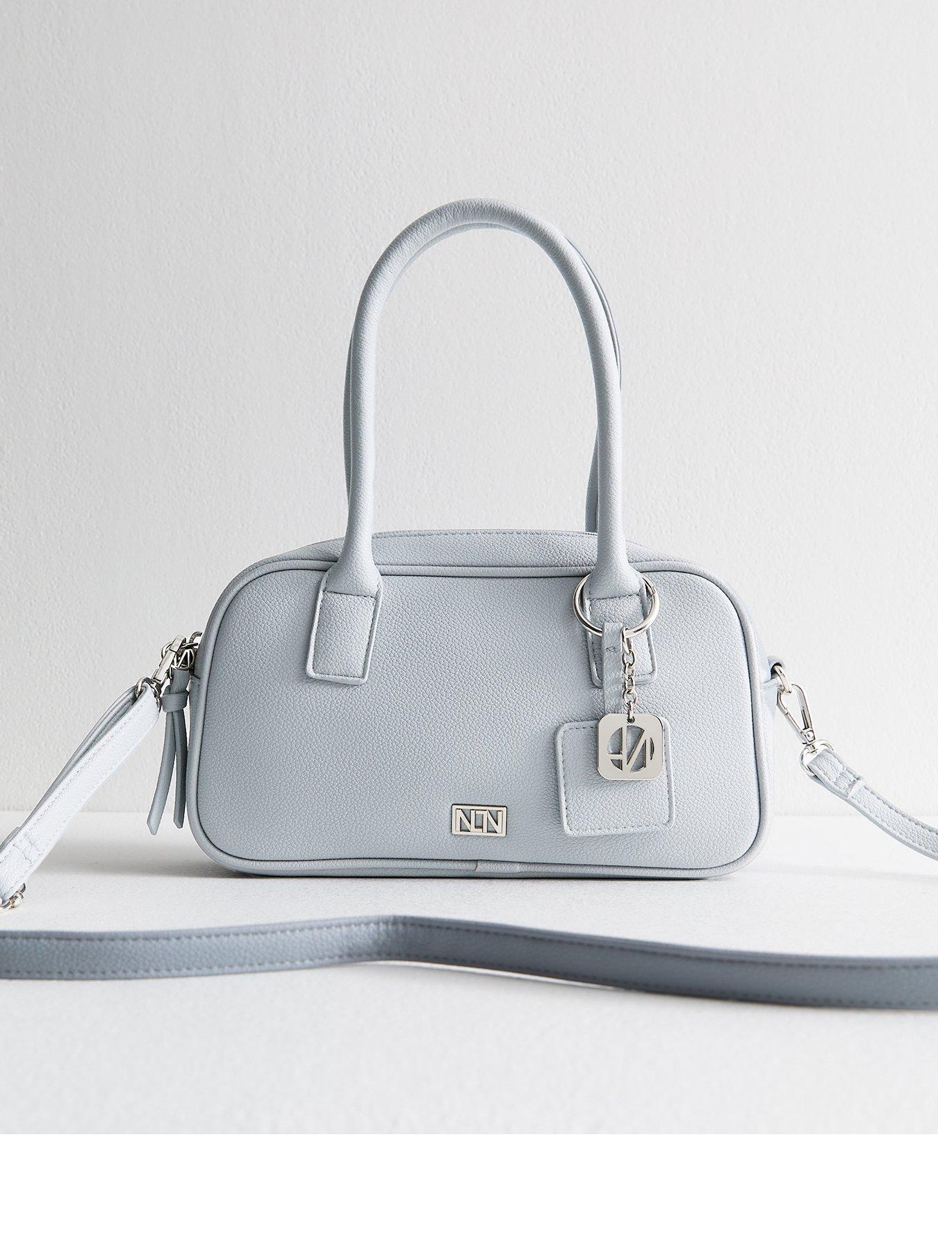 undefined Blue Faux Leather Bowling Bag