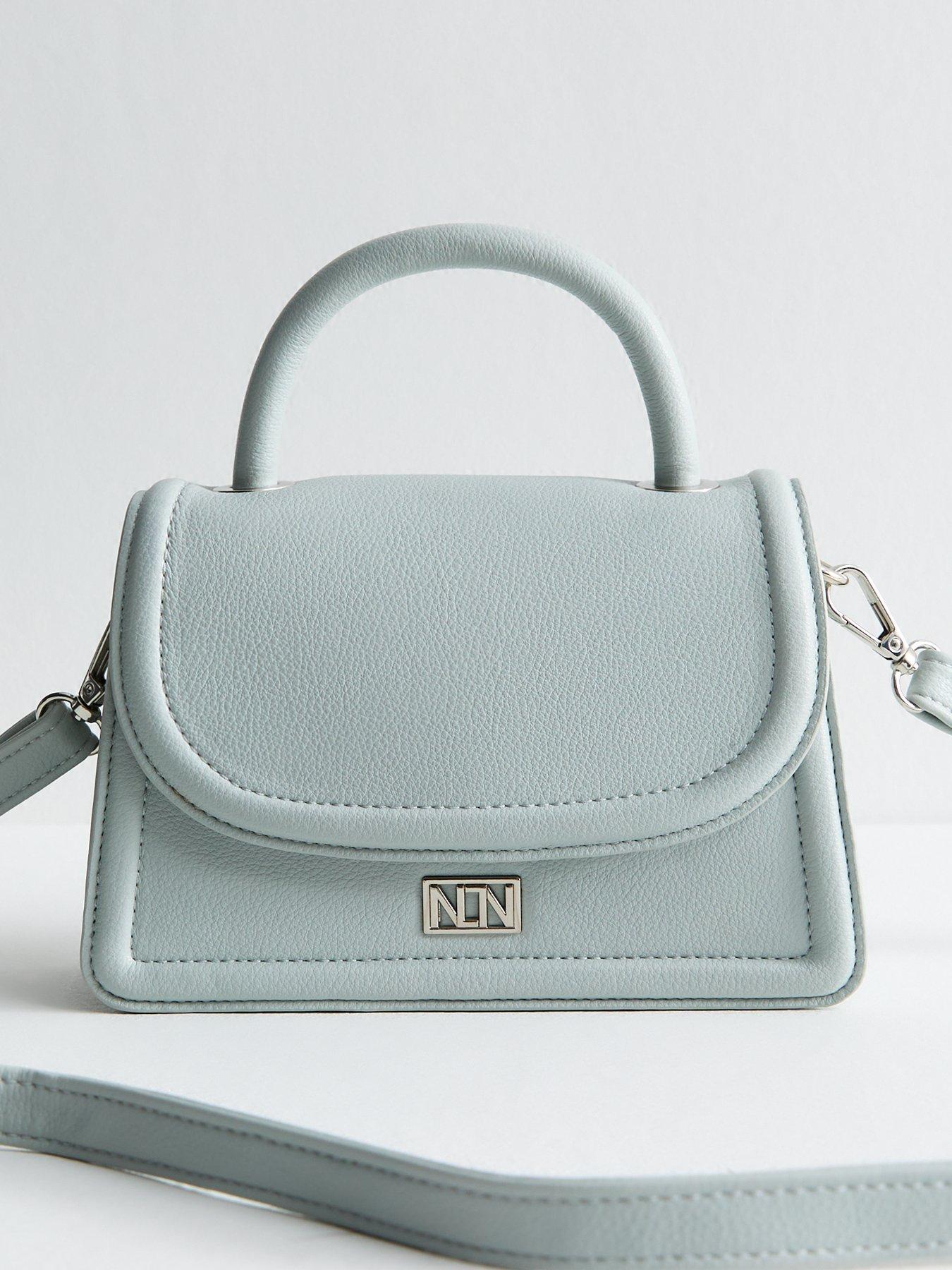 undefined Blue Faux Leather Top Handle Bag