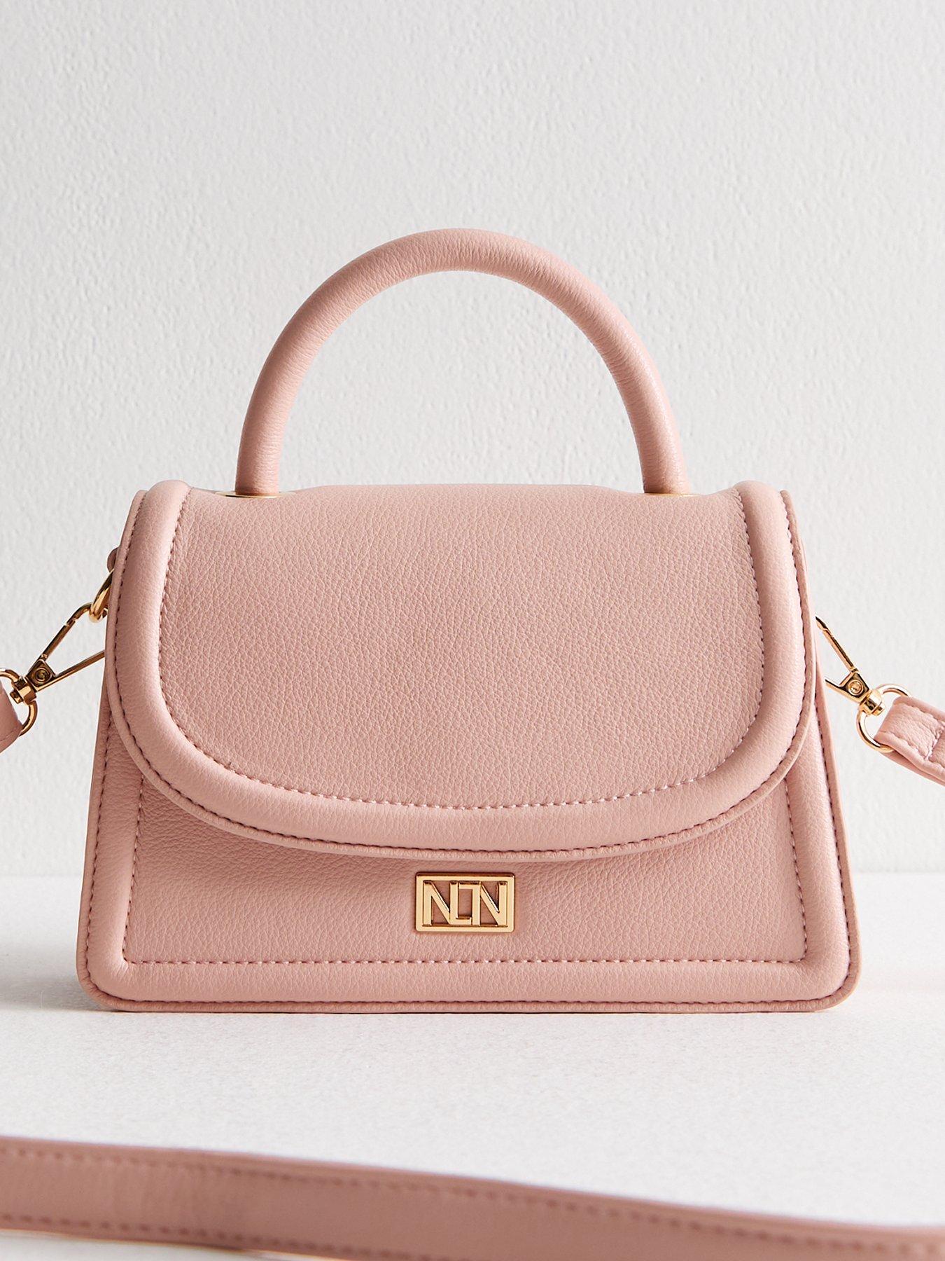 undefined Pink Faux Leather Top Handle Bag