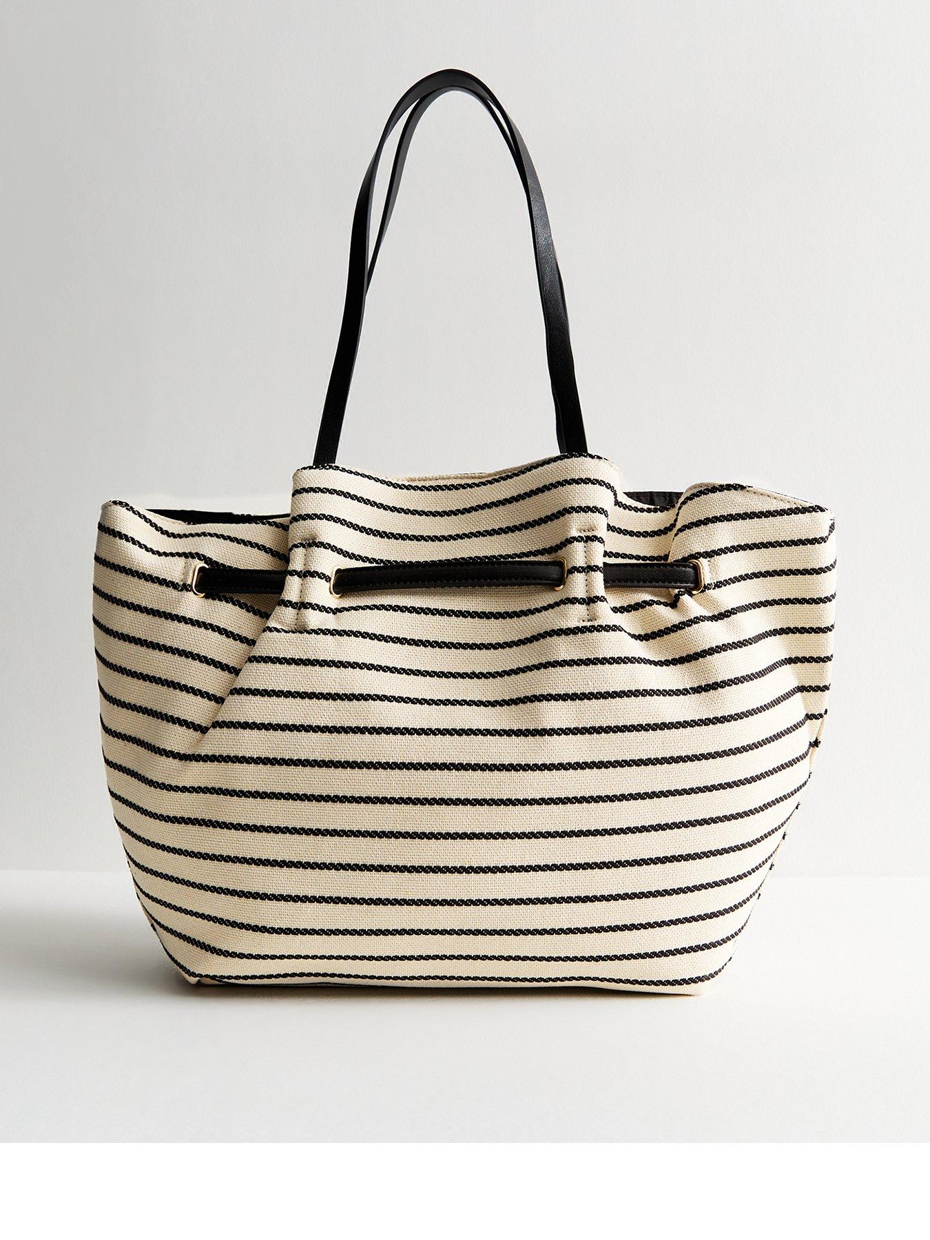 Image 2 of 4 of New Look Woven Gathered Strap Canvas Tote Bag - Black