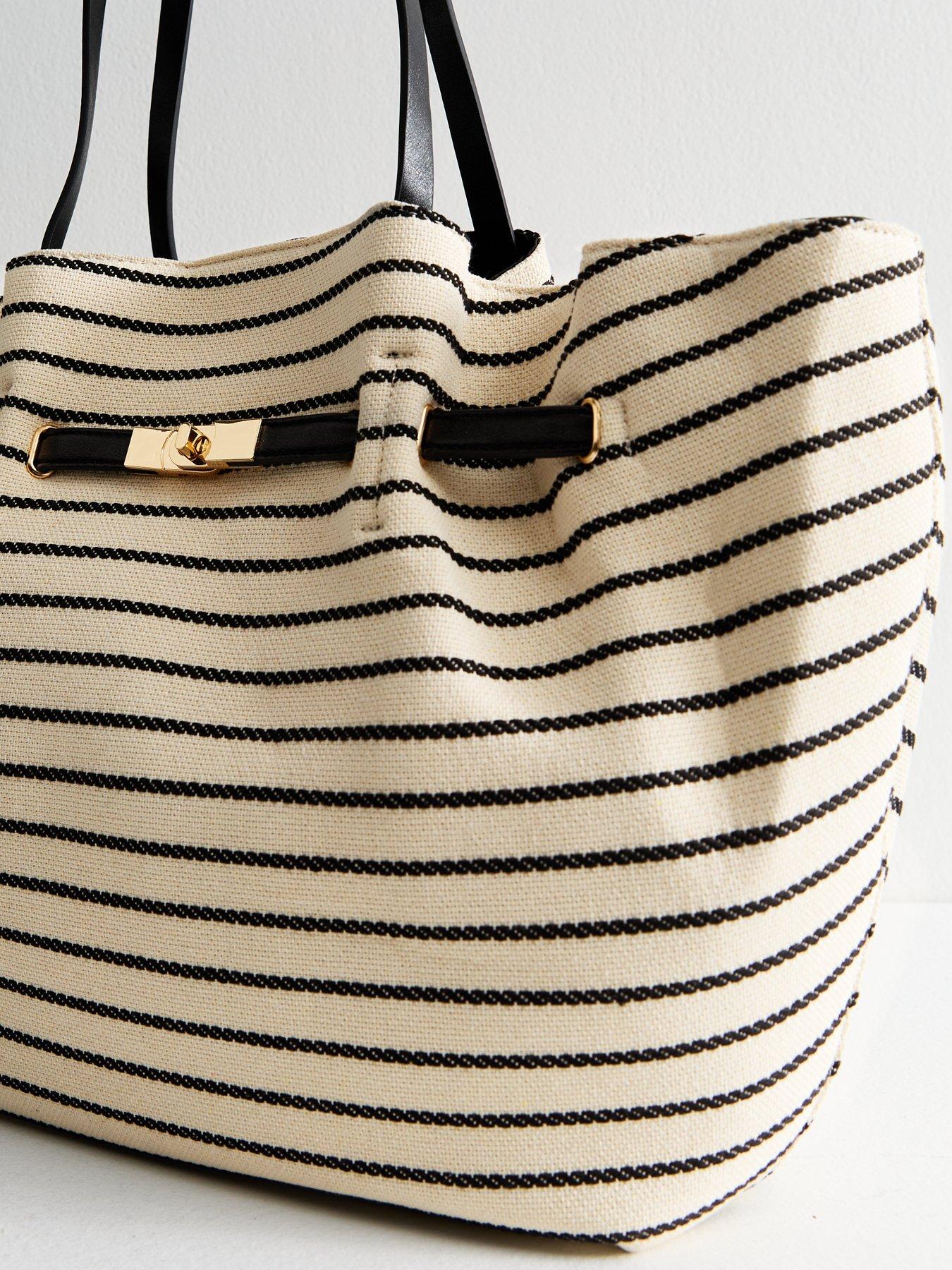 Image 3 of 4 of New Look Woven Gathered Strap Canvas Tote Bag - Black