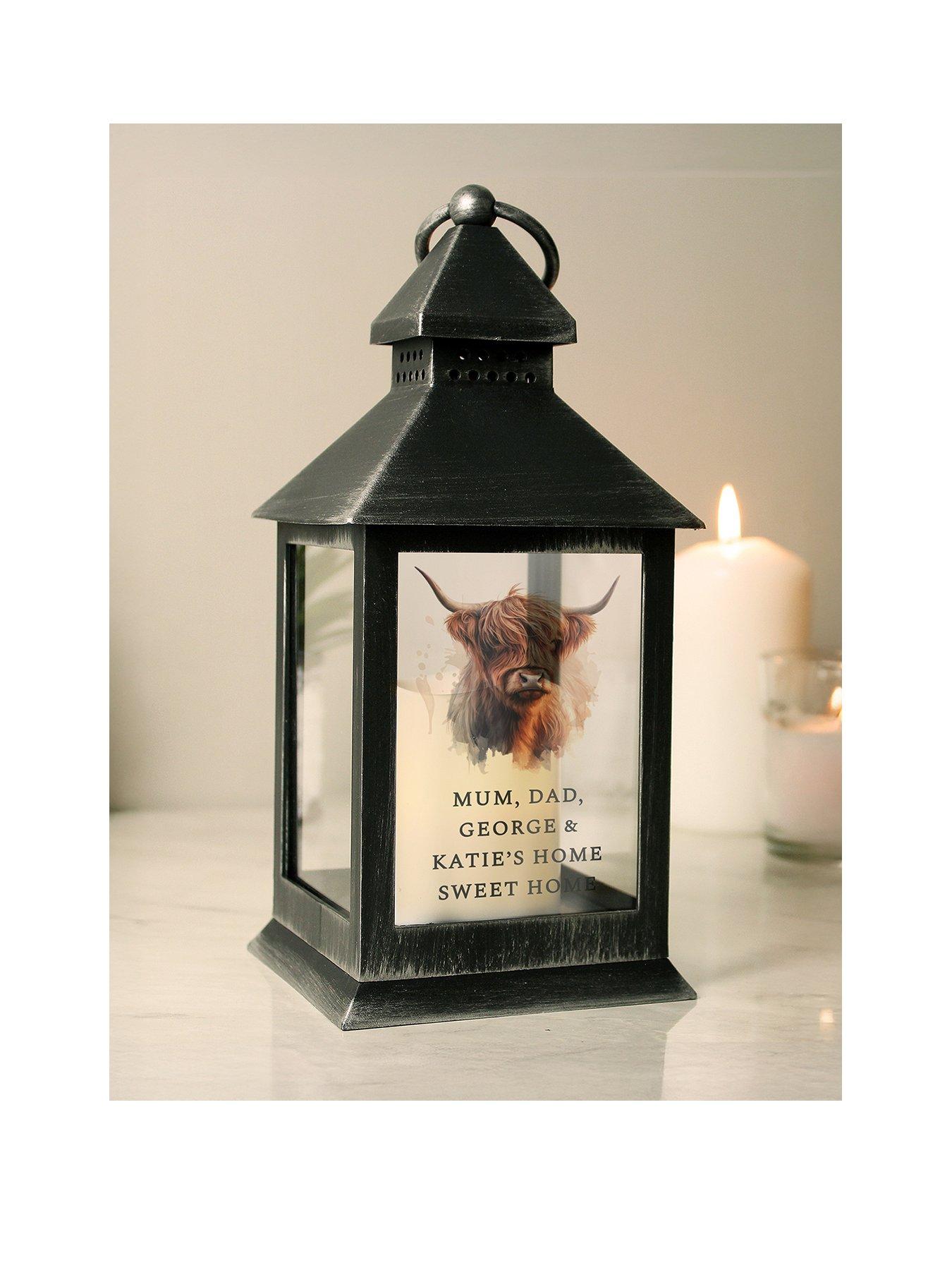 Image 2 of 3 of The Personalised Memento Company Personalised Highland Cow Black Lantern
