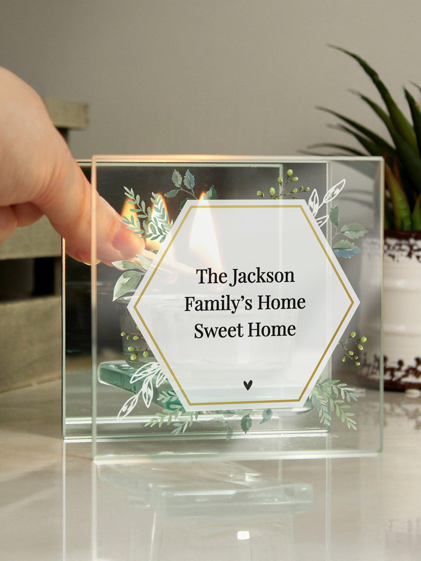 undefined Personalised Floral Mirrored Tealight Holder