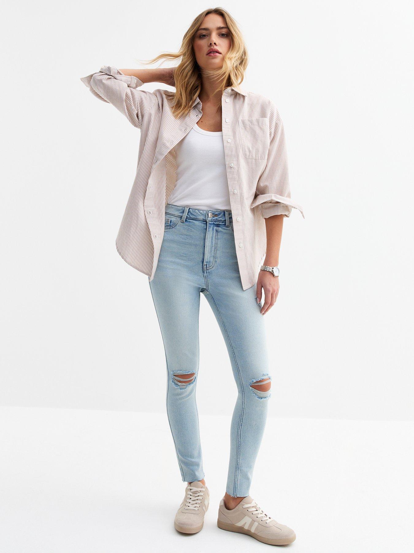 undefined Light Blue Ripped Hallie Skinny Jeans