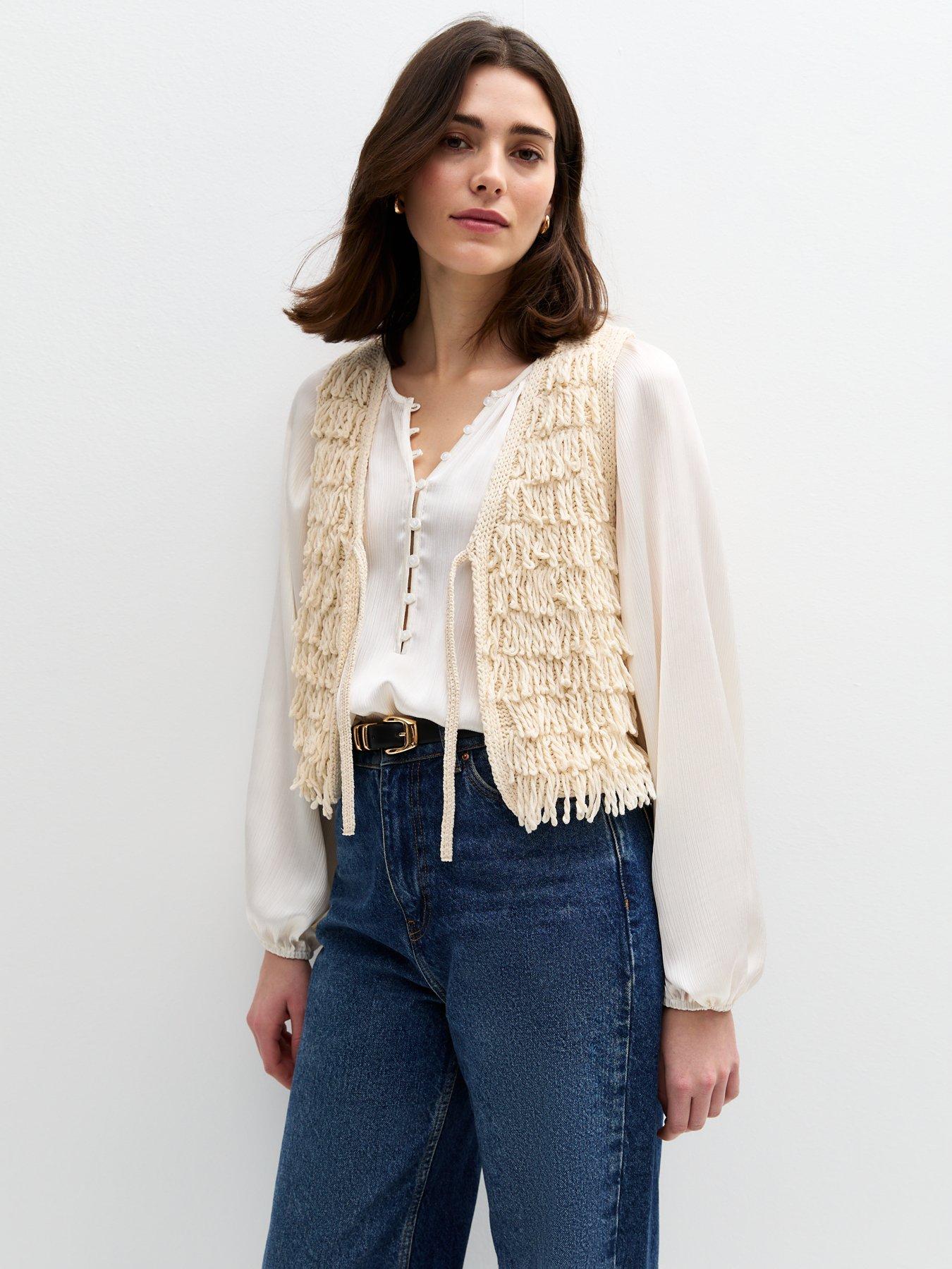 undefined Cream Looped Thread Waistcoat