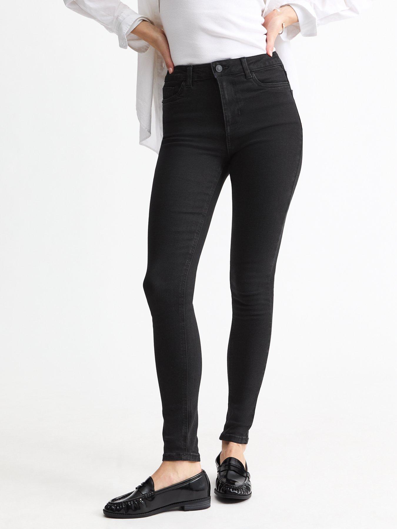 undefined Mid Rise Skinny Jeans - Washed Black