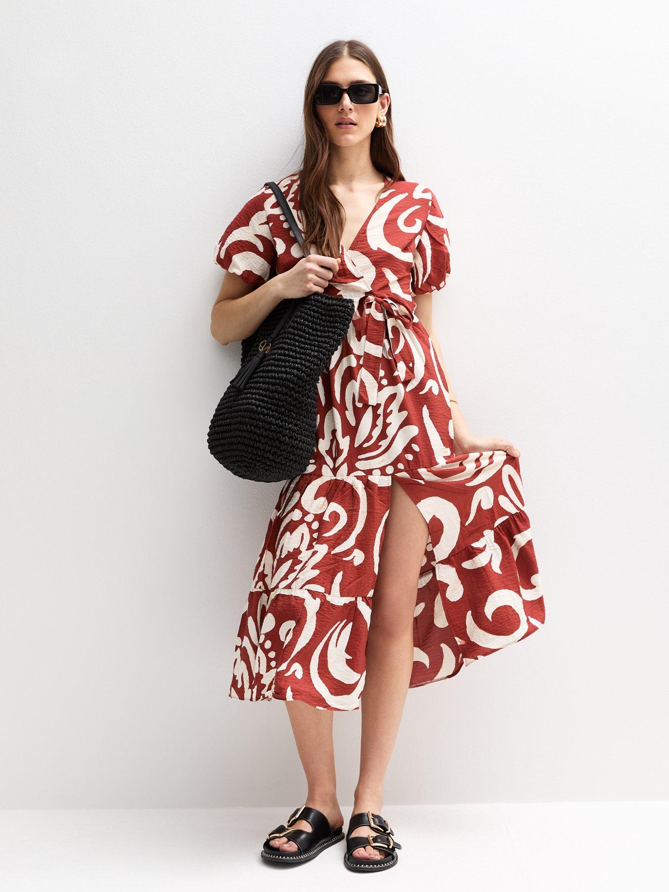 Image 1 of 4 of New Look Sarahbeth Tier Wrap Midi - Red