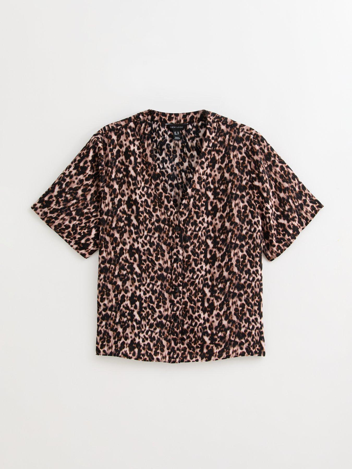 Image 5 of 5 of New Look Brown Leopard Print Button Front Top