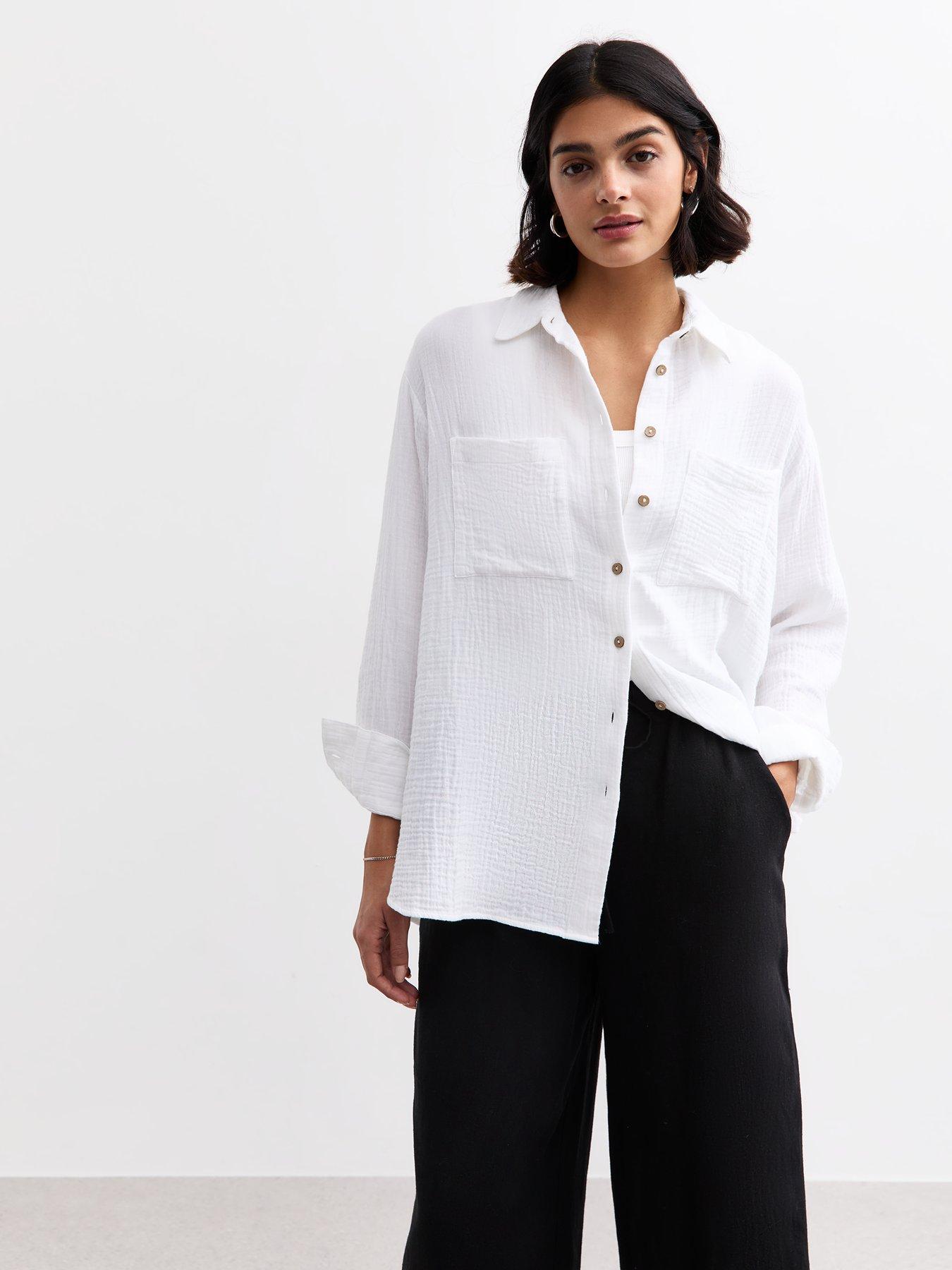 undefined White Crinkled Texture Cotton Shirt