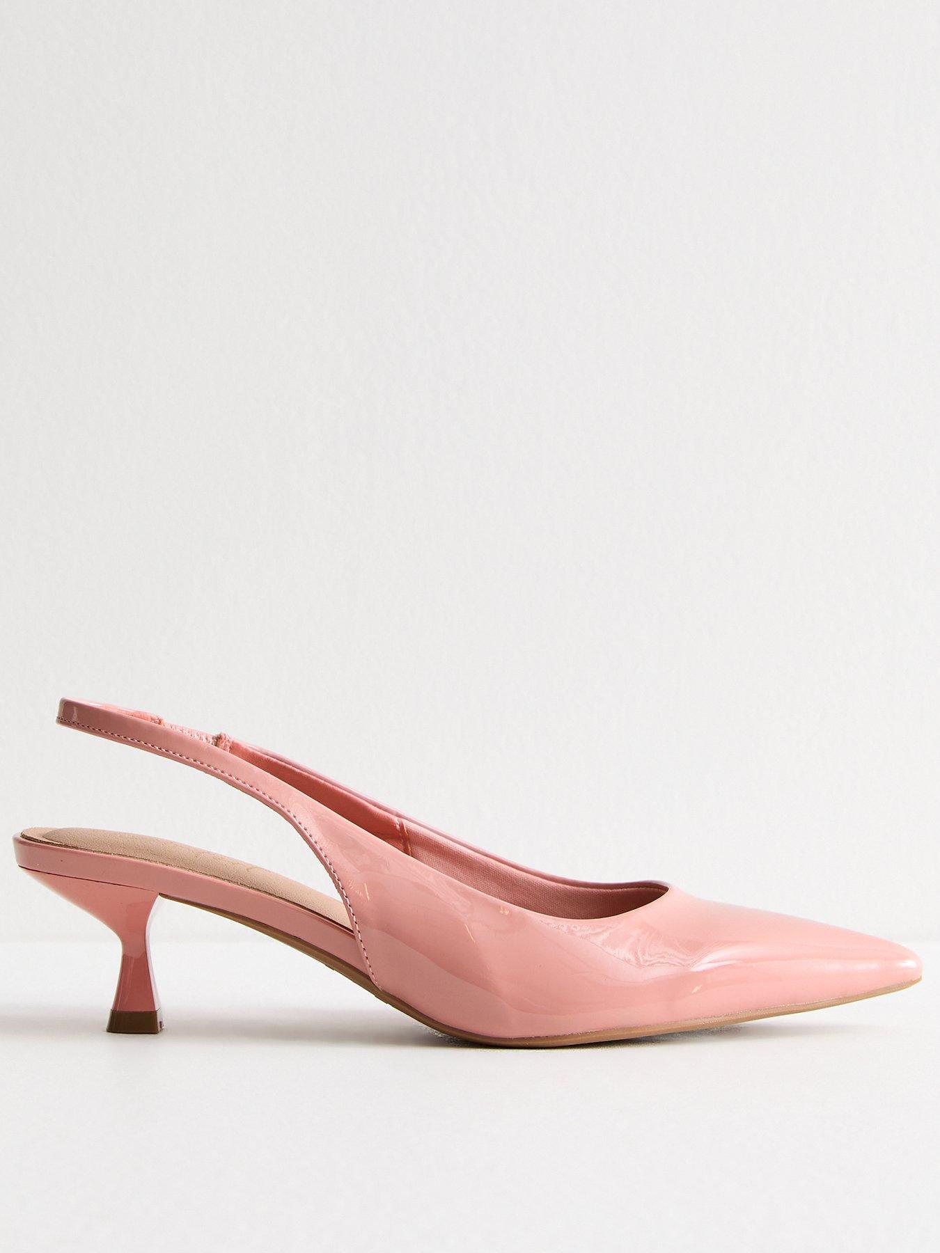 undefined Pink Slingback Kitten Heel Court Shoes