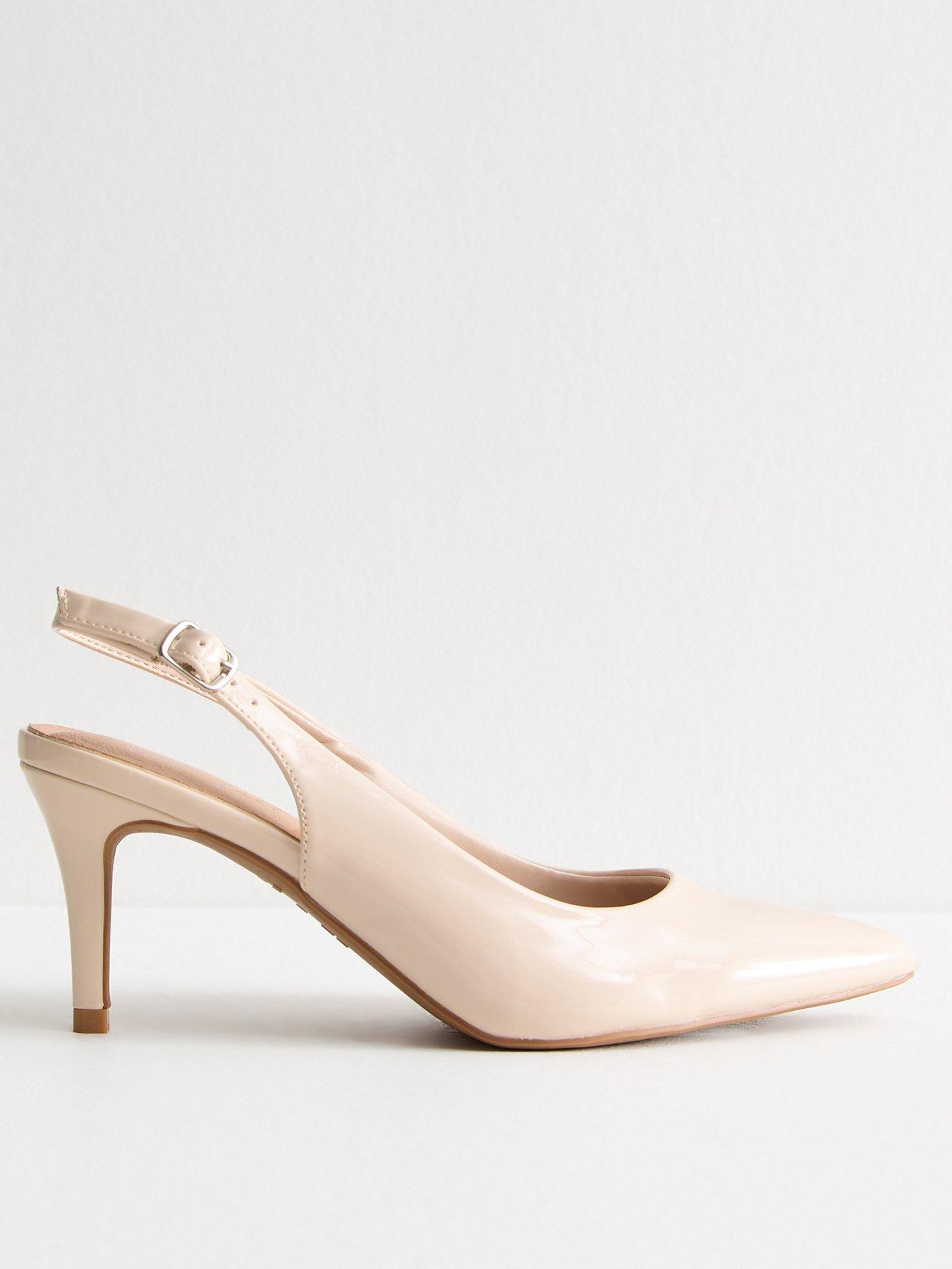 undefined Faux Patent Slingback Pumps - Off White