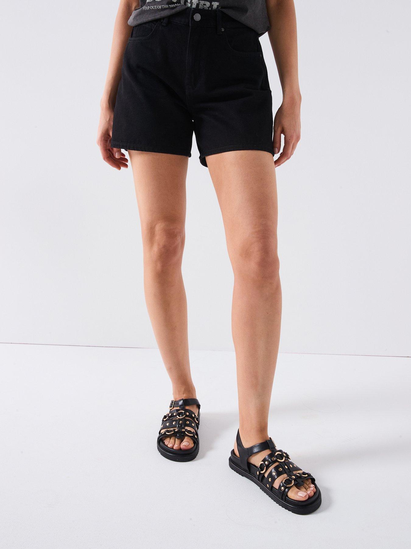 undefined High Waisted Mom Denim Short - Black