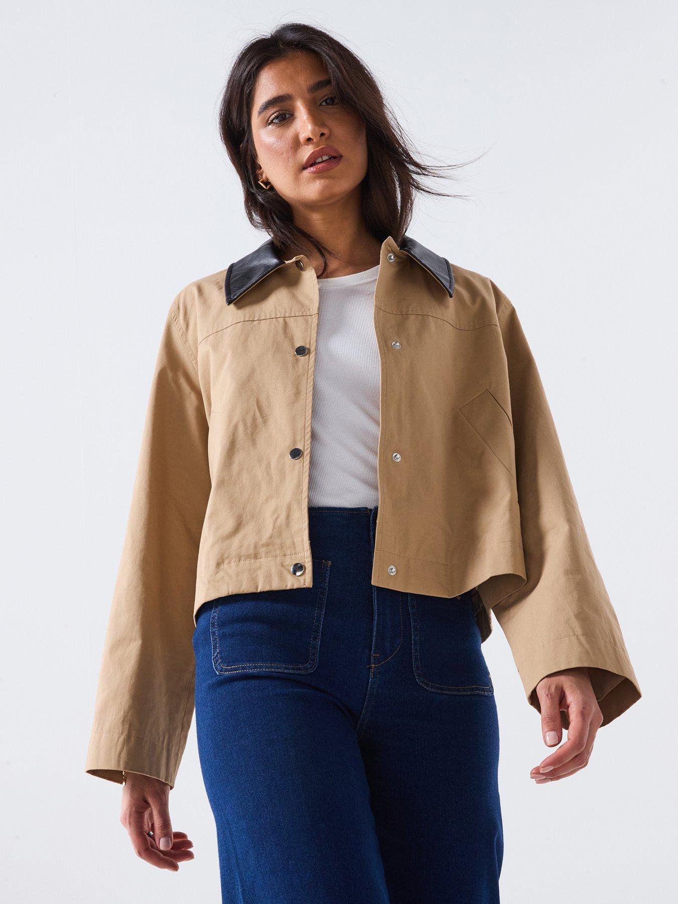 undefined Collar Utility Jacket - Beige