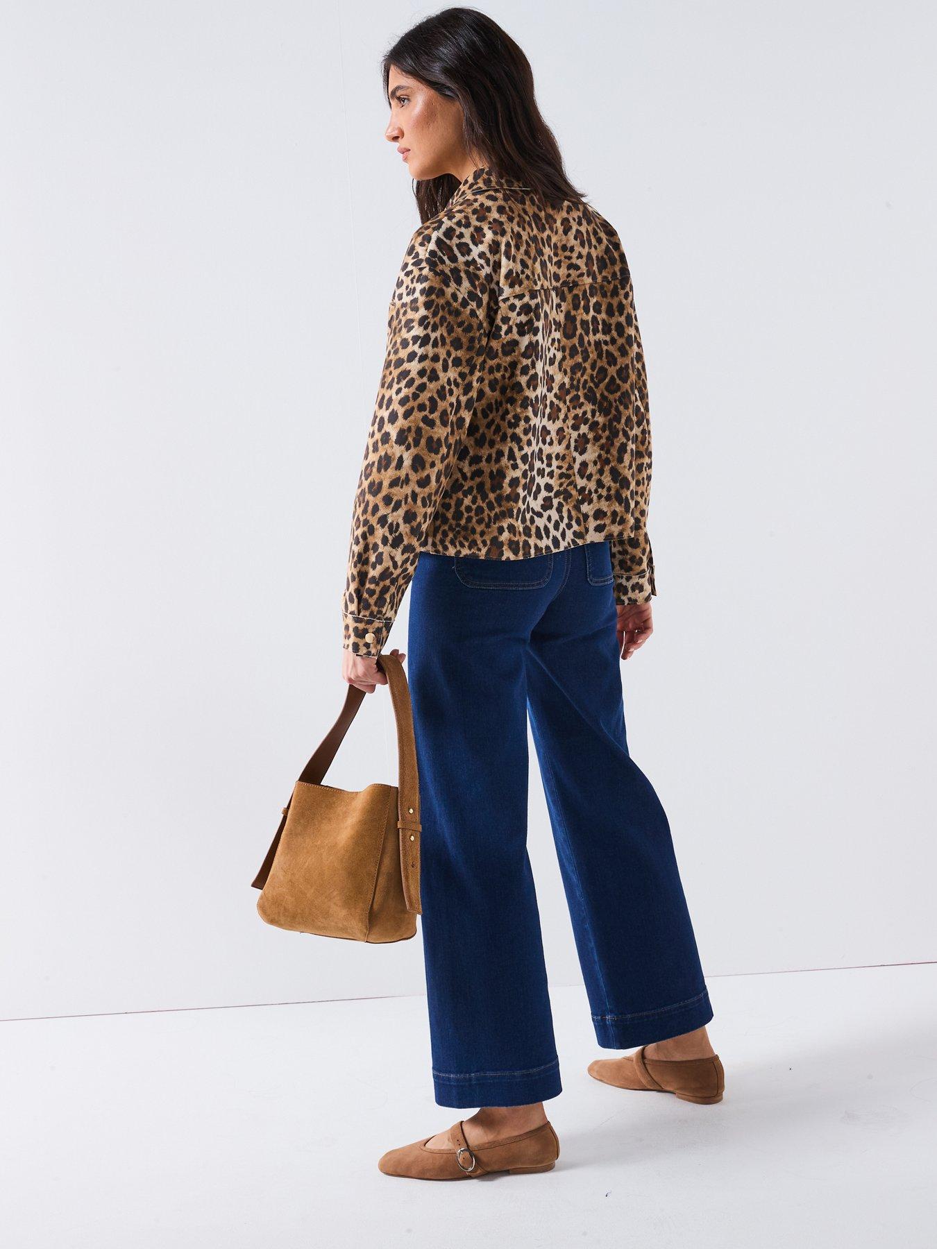 Image 5 of 5 of Only Leopard Print Faux Suede Jacket - Beige