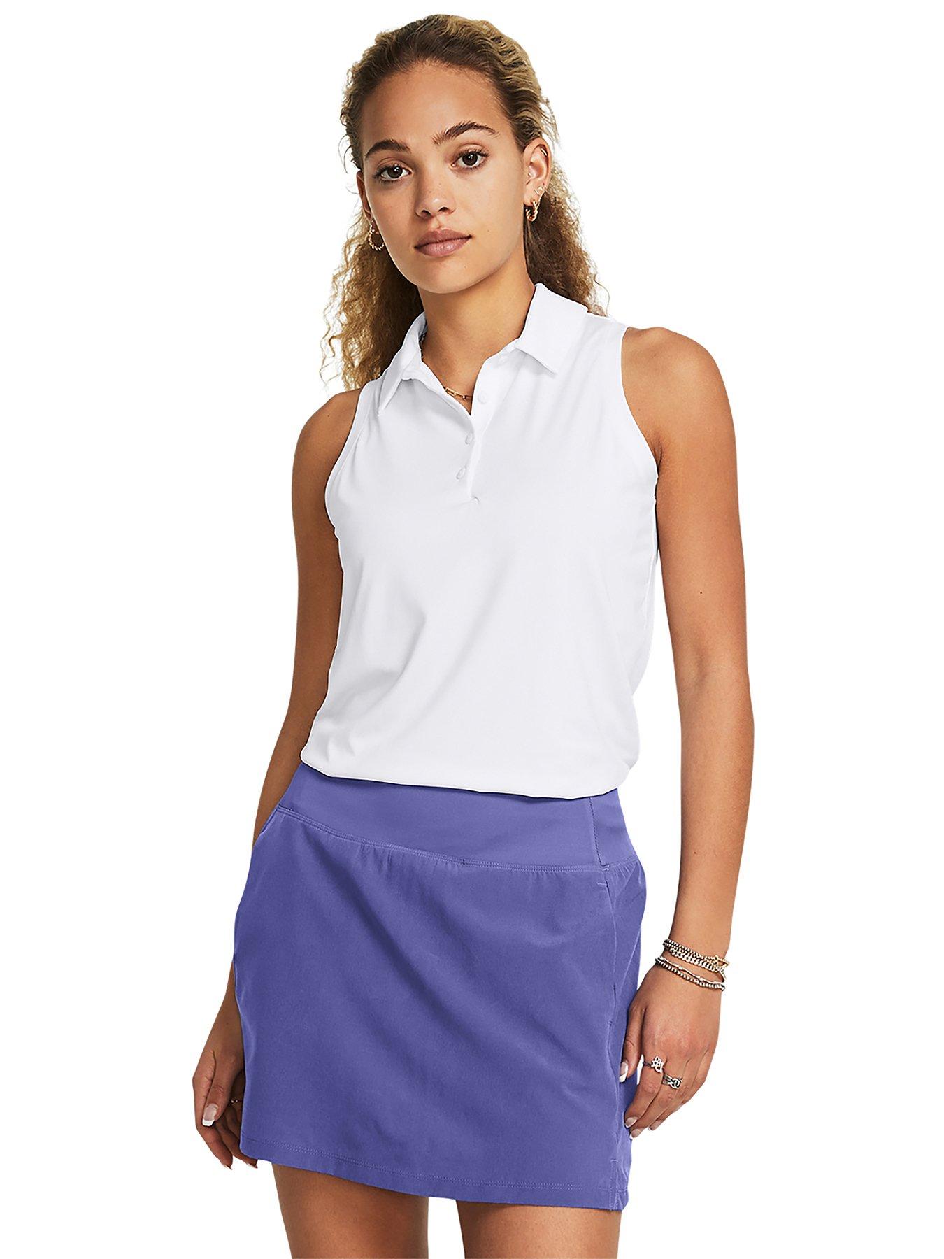 Image of UNDER ARMOUR Womens Golf Playoff Sl Polo Shirt - White, WHITE / HALO GRAY / HALO GRAY, Size M