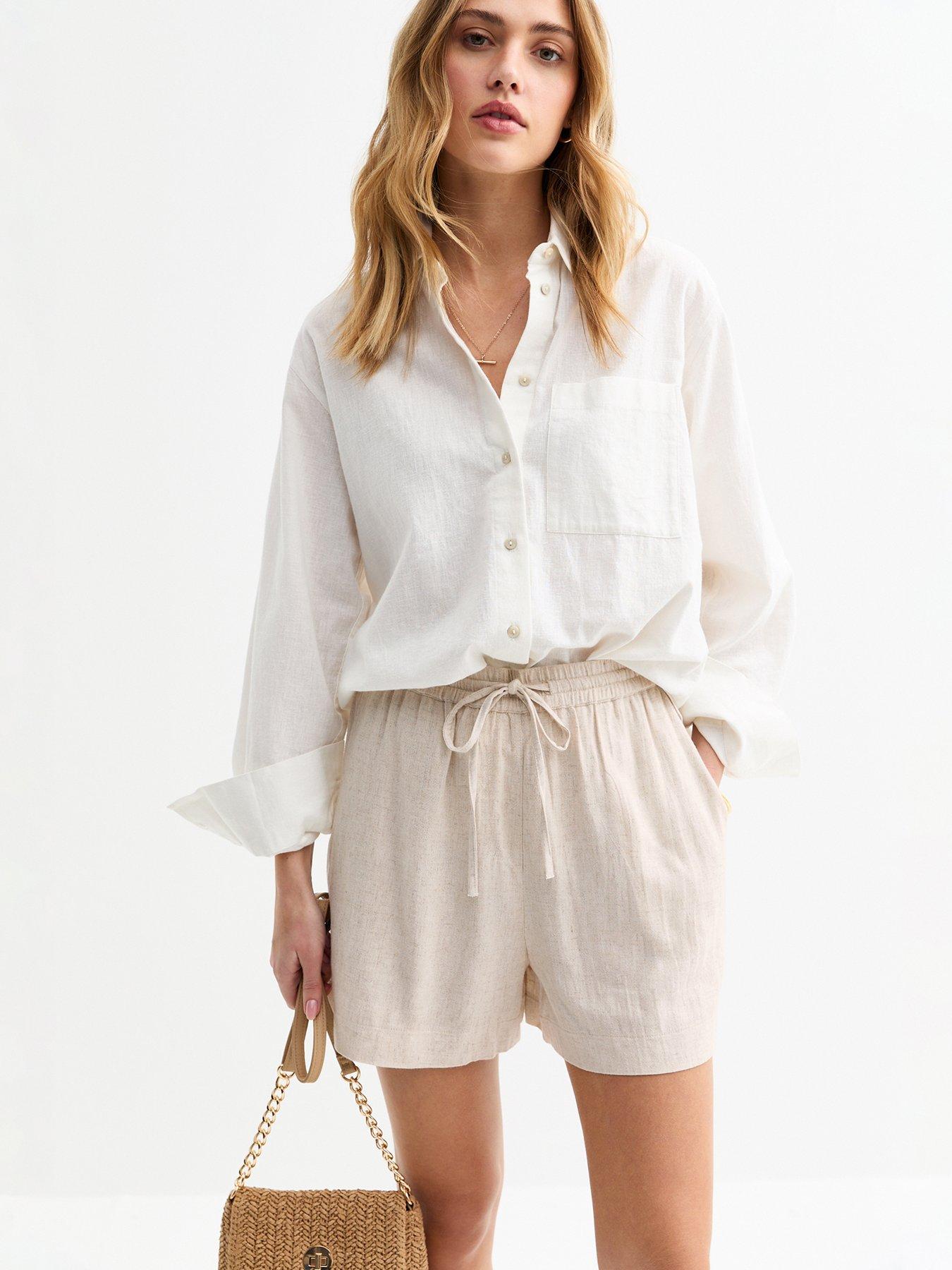 undefined Linda Linen Shorts - Beige