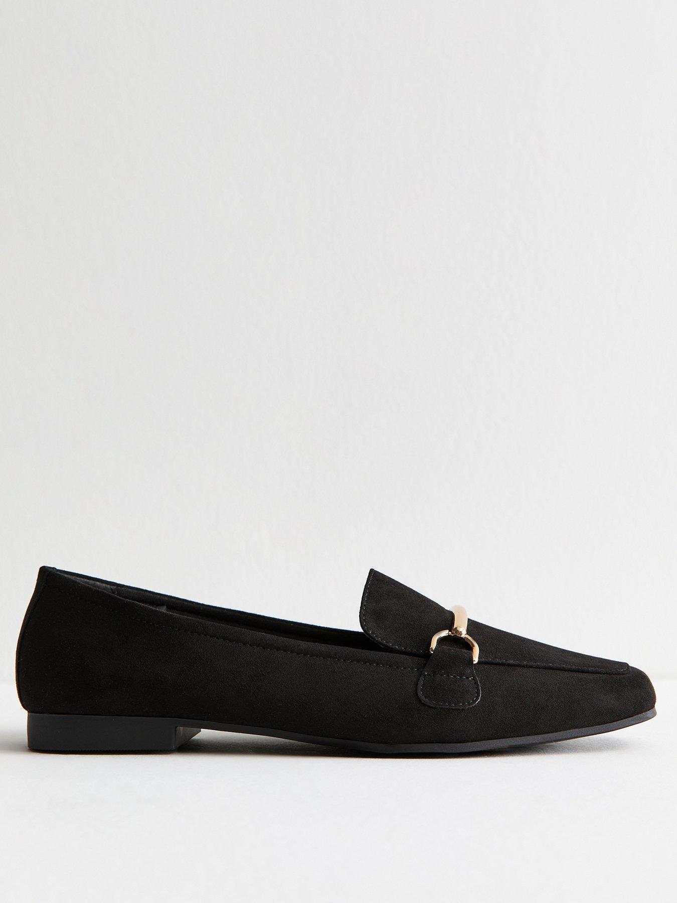 New Look Black Faux Suede Snaffle Detail Loafers