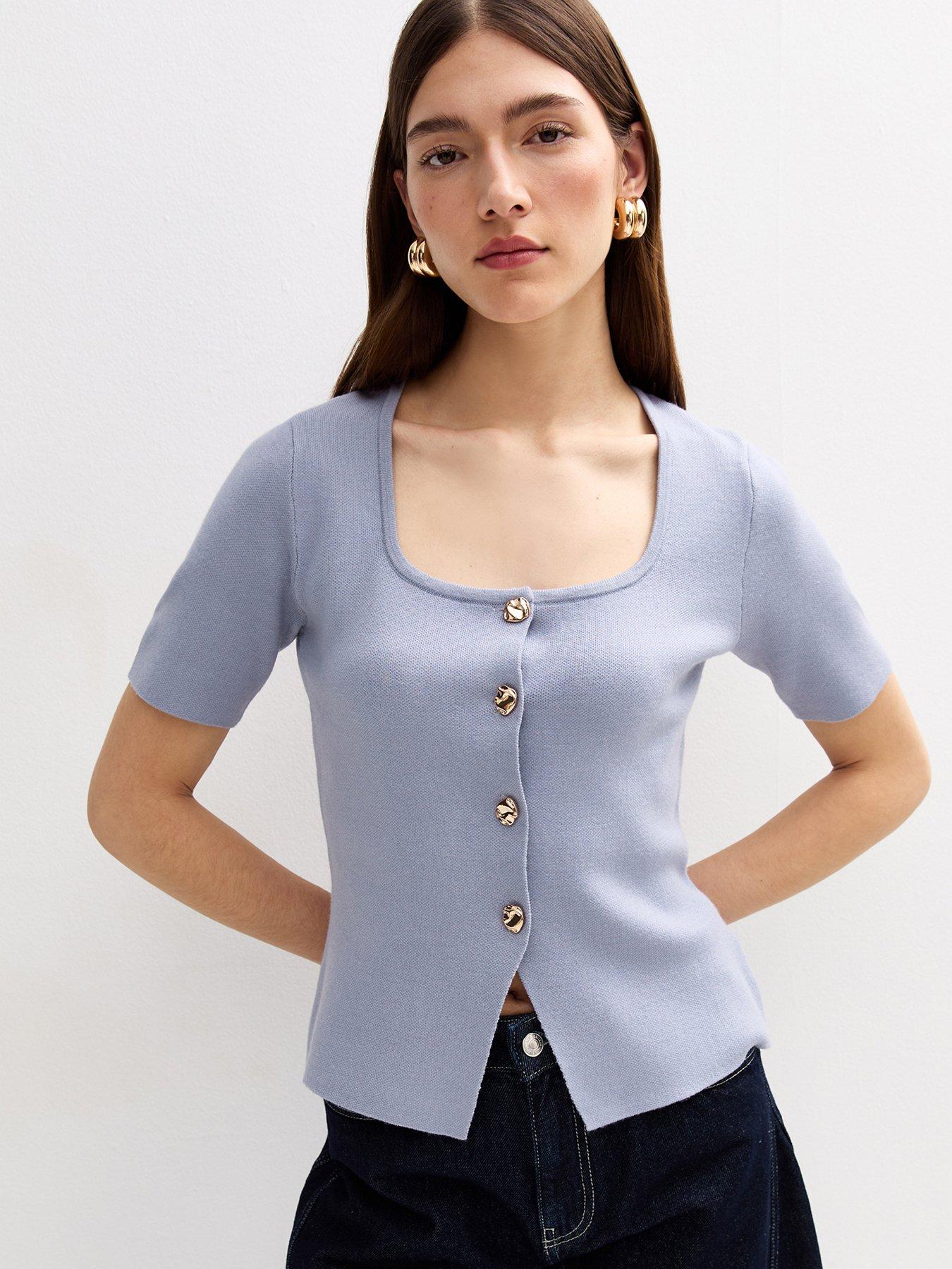 undefined Mid Blue Compact Square Cardi