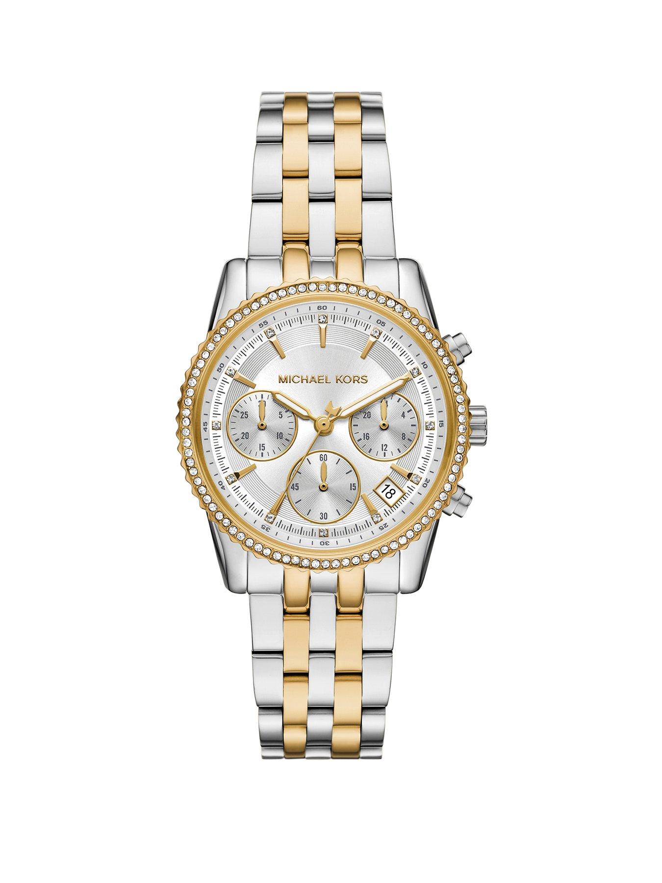 undefined Michael Kors Womens Mini Bryant Chronograph, Two-Tone Stainless Steel Watch
